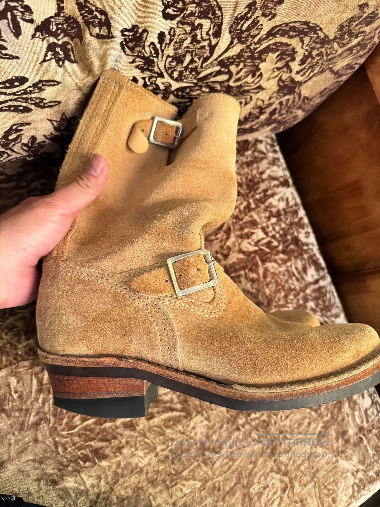 WESCO Wesco Engineer Boots in Beige Suede. Size US 8.5 / EU 41-42 - 3 Thumbnail