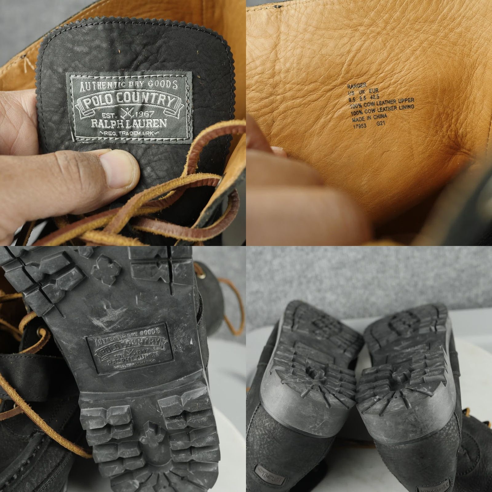 Polo Ralph Lauren Polo Ralph Lauren Ranger Boots Mens 9.5 Black Leather Lug Sole Moc Toe Combat Workwear Casual Shoes Size US M / EU 48-50 / 2 - 9 Thumbnail