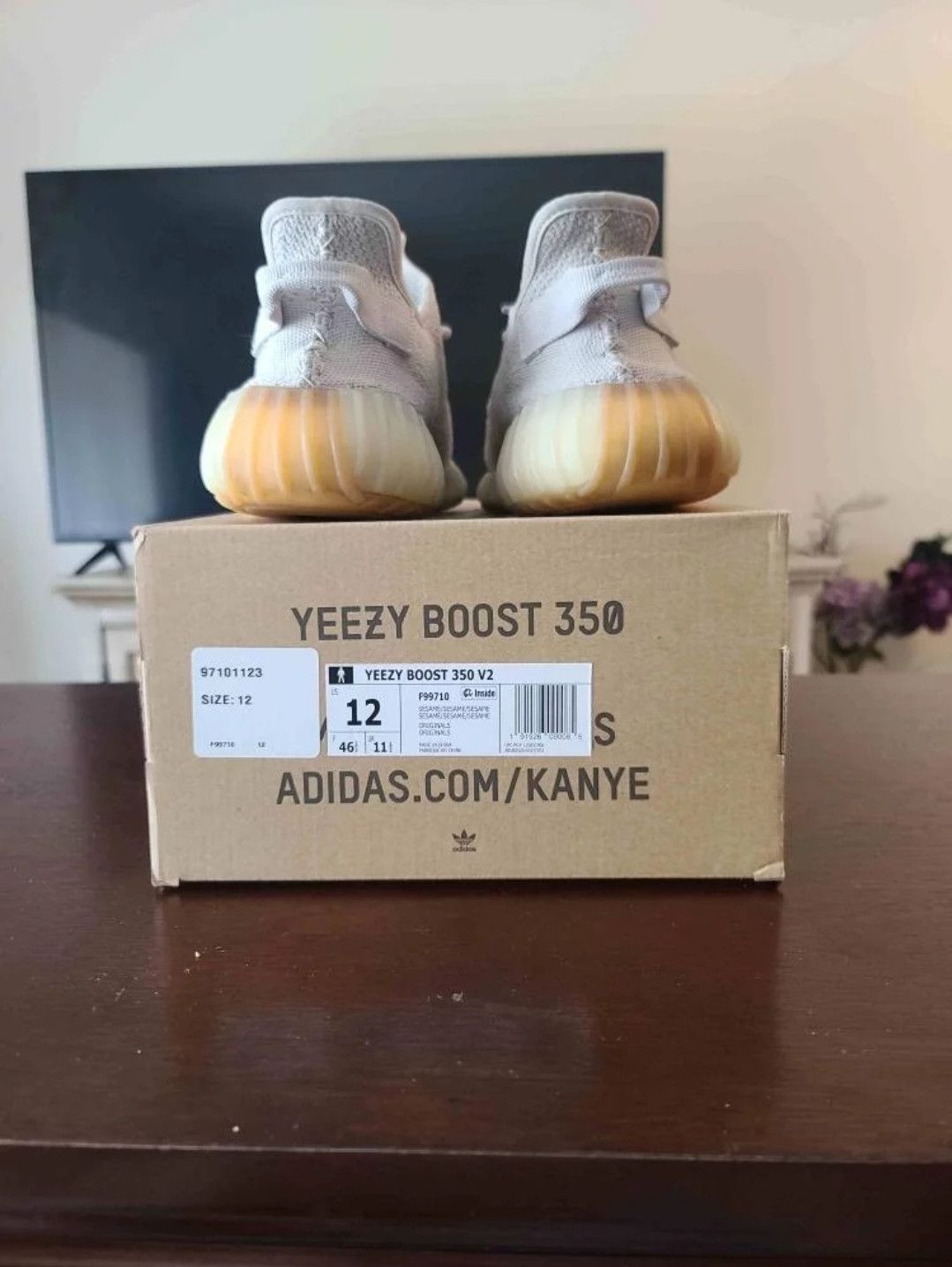 Adidas Yeezy Boost 350 V2 Sesame Size US 12 / EU 45 - 3 Thumbnail