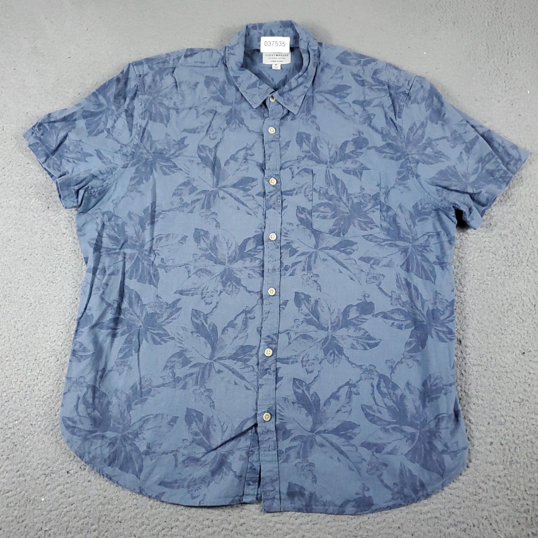 Lucky Brand Lucky Brand Shirt Men XL Blue Floral Button-Up Short Sleeve Casual Cotton Blend Mens Size US XL / EU 56 / 4 - 2 Thumbnail