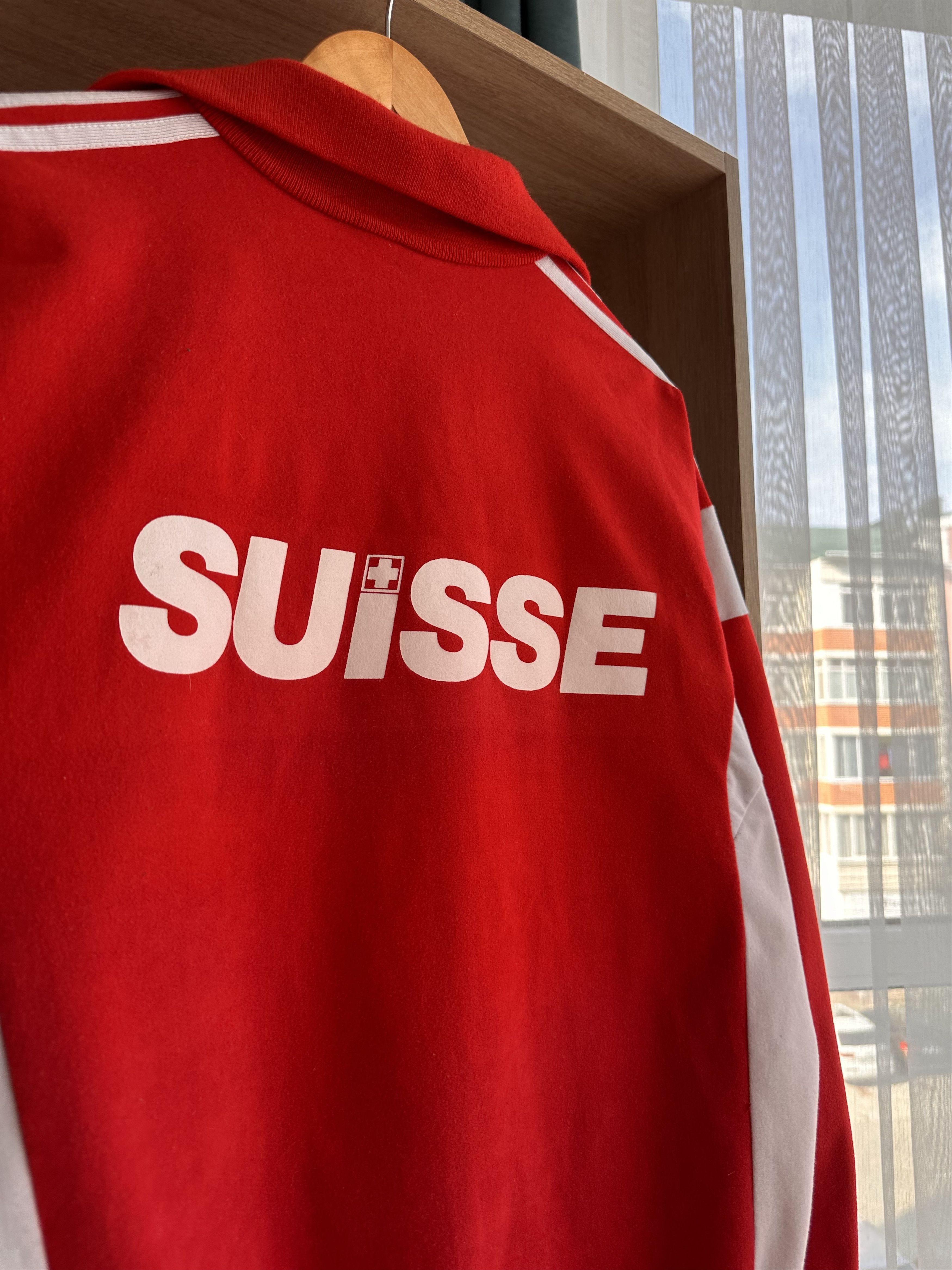 Adidas Vintage Adidas Suisse Handball Sportswear Red Hoodie Size US M / EU 48-50 / 2 - 9 Thumbnail