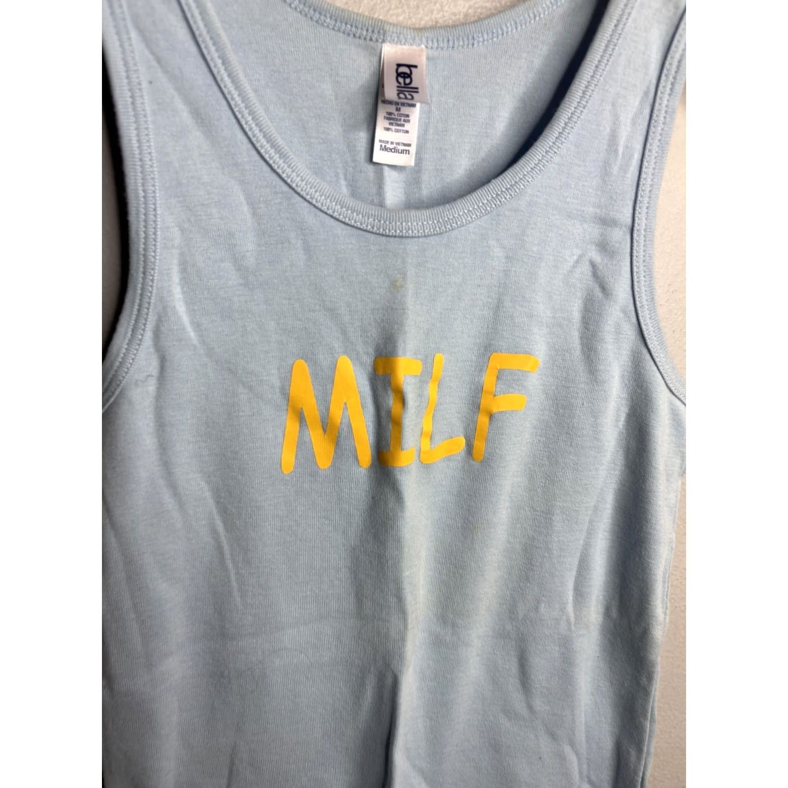 Bell Y2K Bella Tank Top Womens Medium Blue MILF Graphic Scoop Neck Funny Novelty Shirt Size M / US 6-8 / IT 42-44 - 2 Thumbnail