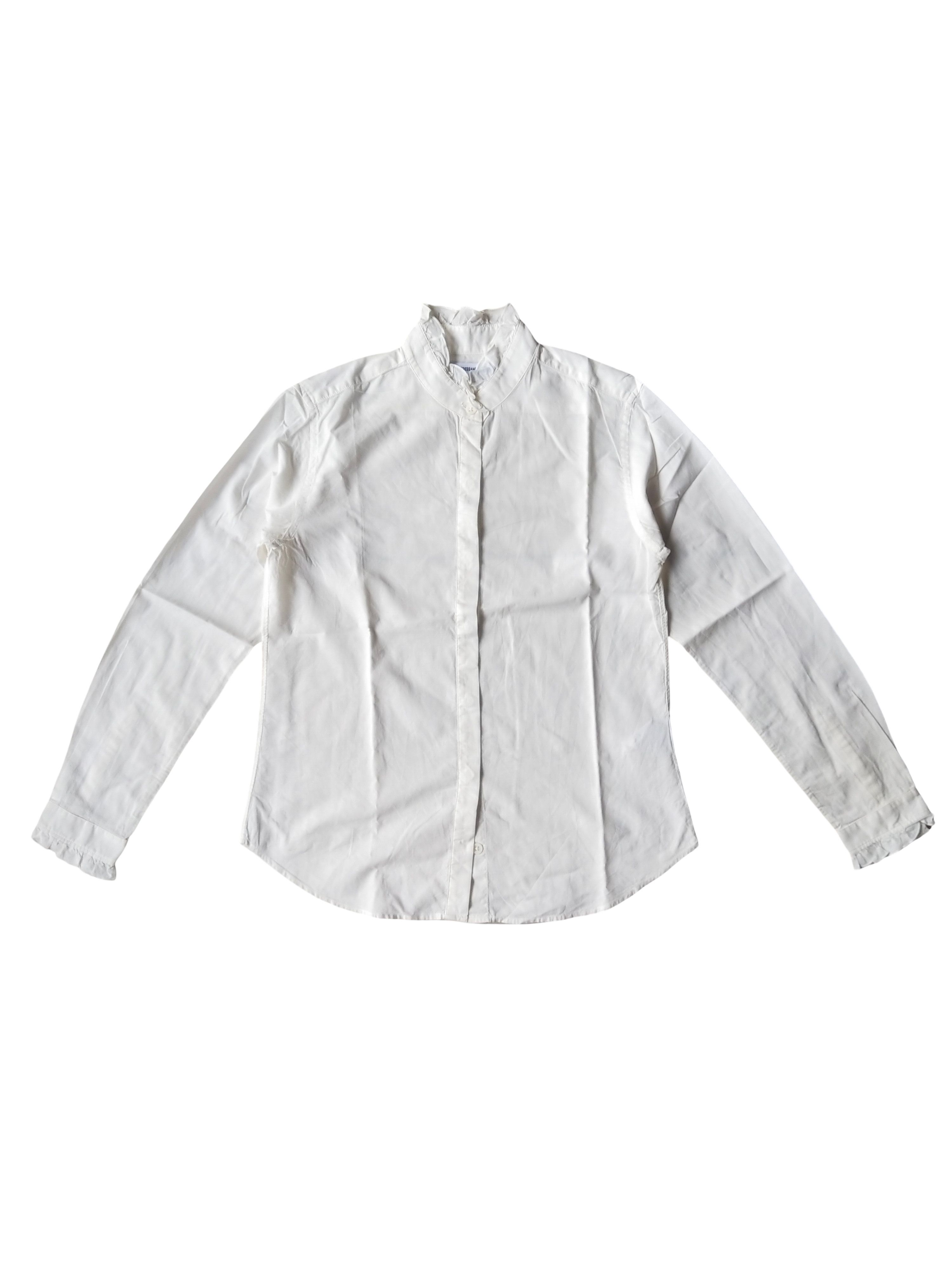 Ines de la Fressange Paris Uniqlo Ruffle Collar Cotton Shirt