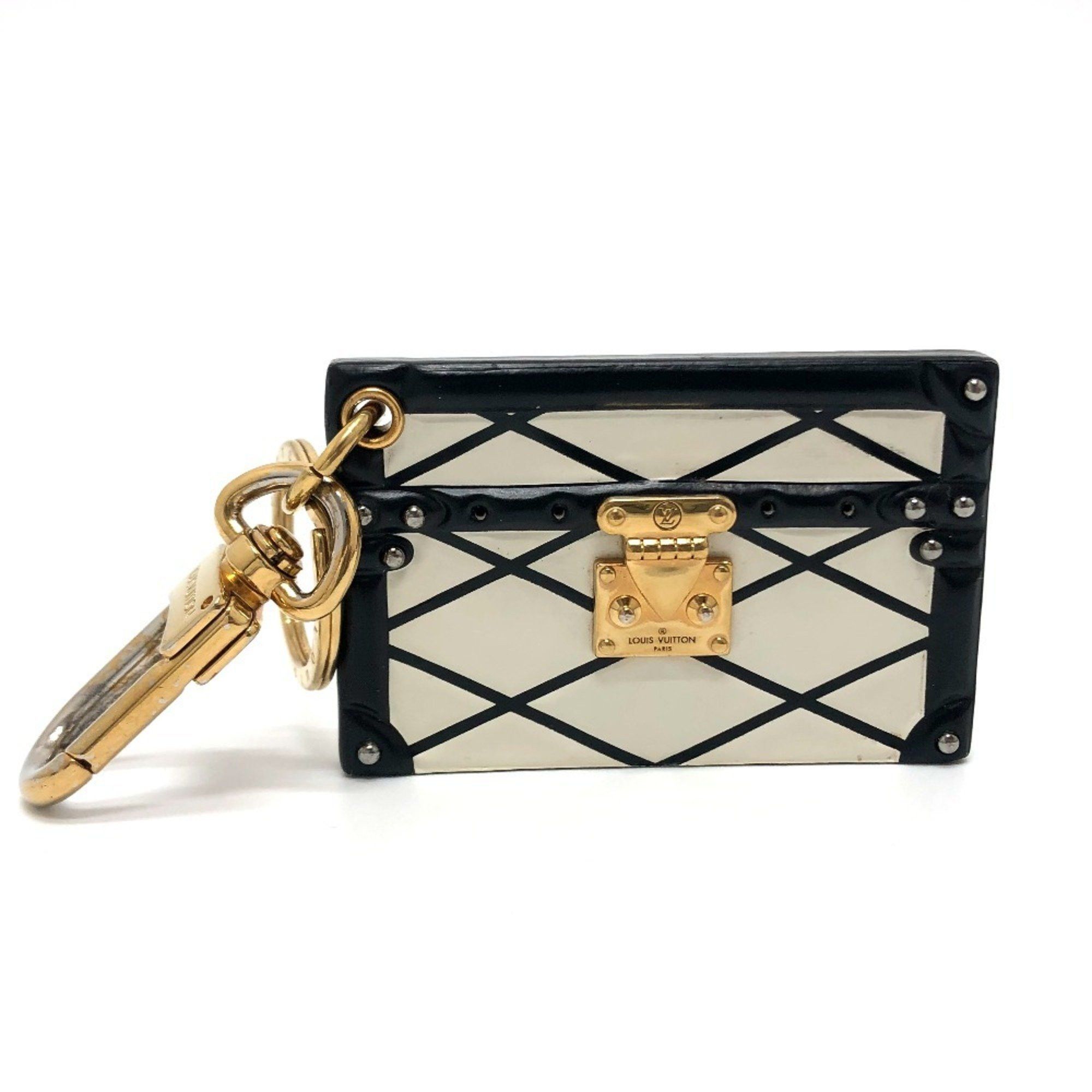 Louis Vuitton LOUIS VUITTON M00004 Trunk Petite Malle Keychain Charm Key Ring Metal/Leather Women's White x Black Gold Size ONE SIZE - 1 Thumbnail