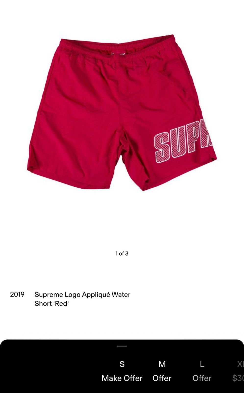 Supreme Logo Appliqué Water Short Red M