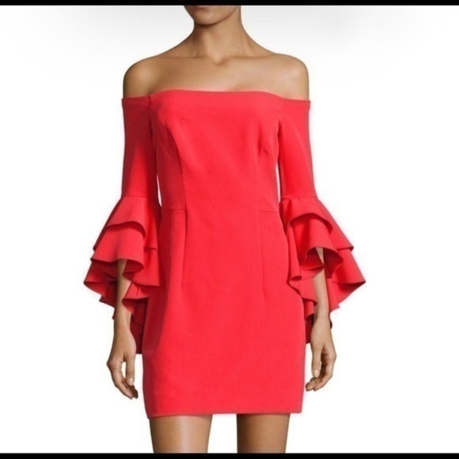 Milly Double Ruffle Selena Mini Cherry Red Dress Size 4