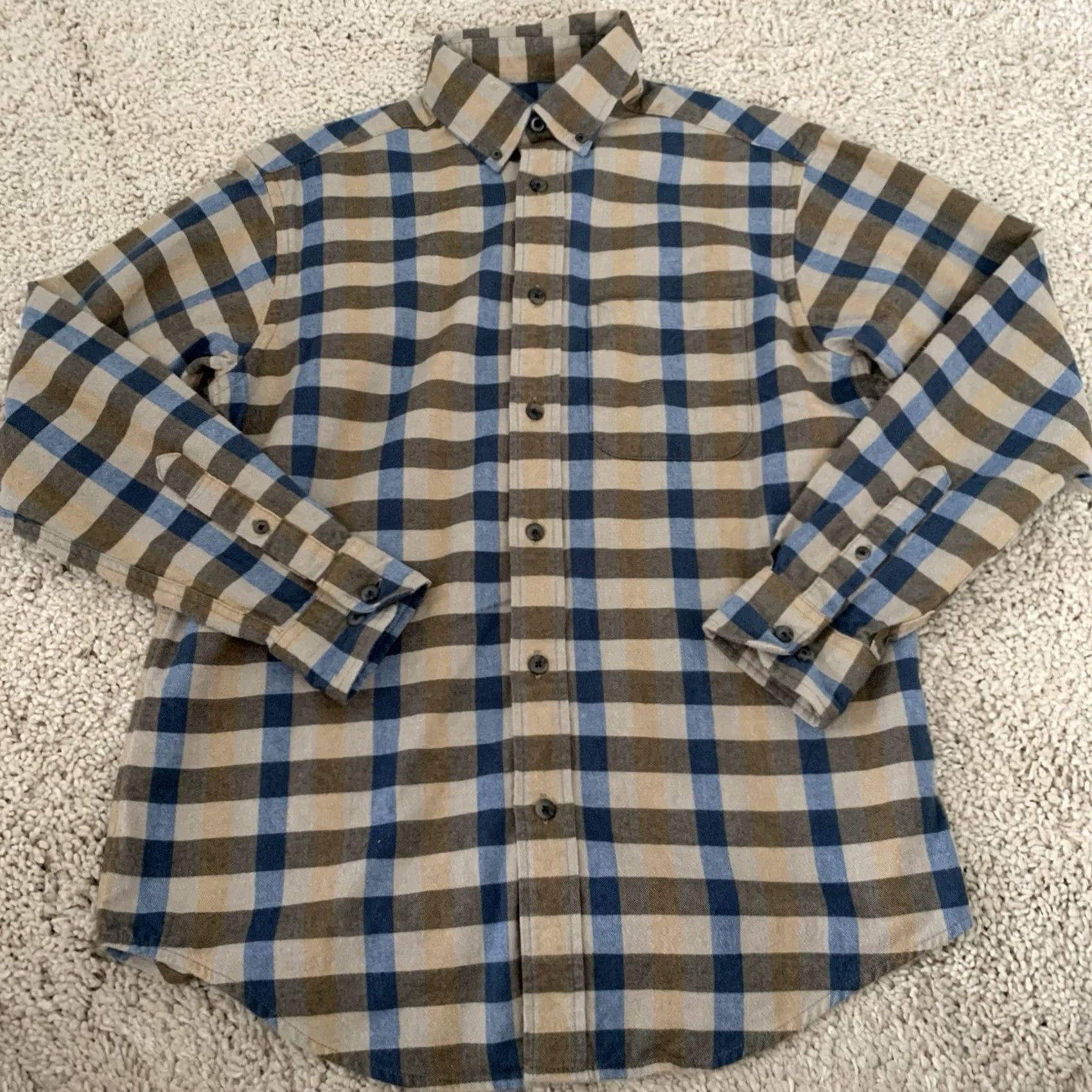 Roundtree & Yorke VINTAGE Roundtree & Yorke Shirt Mens Sz Small Portuguese Flannel Gold Plaid 100% Cotton Size US S / EU 44-46 / 1 - 3 Thumbnail