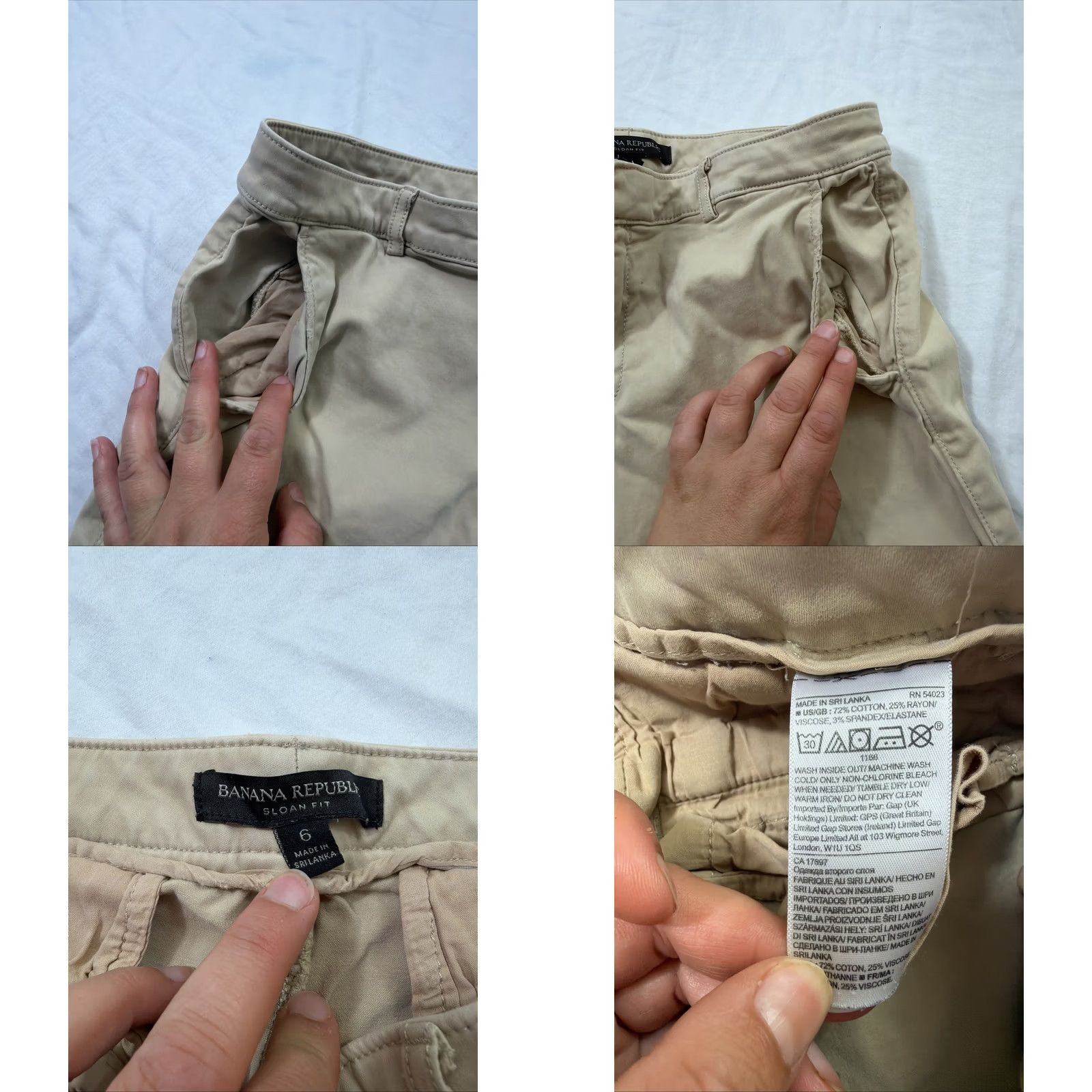Banana Republic Banana Republic Women’s Chino Pants Beige Sloan Fit Cotton Blend Size 6 Regular Womens Size 28" / US 6 / IT 42 - 9 Thumbnail