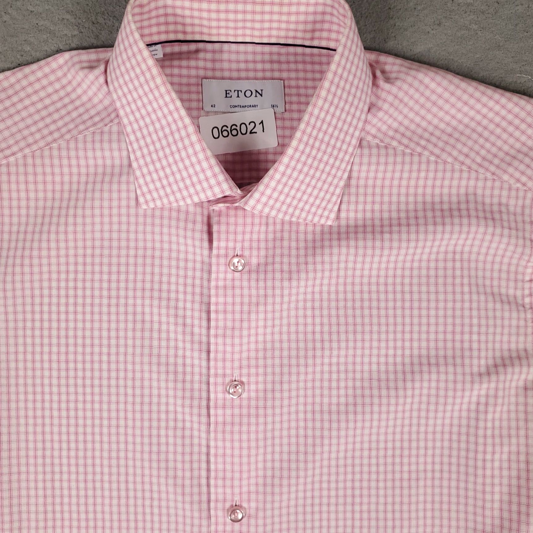 Eton Eton Shirt Mens 16.5 42 Pink Check Dress Shirt Long Sleeve Button Up Contemporary/Classic Size 46R - 2 Thumbnail