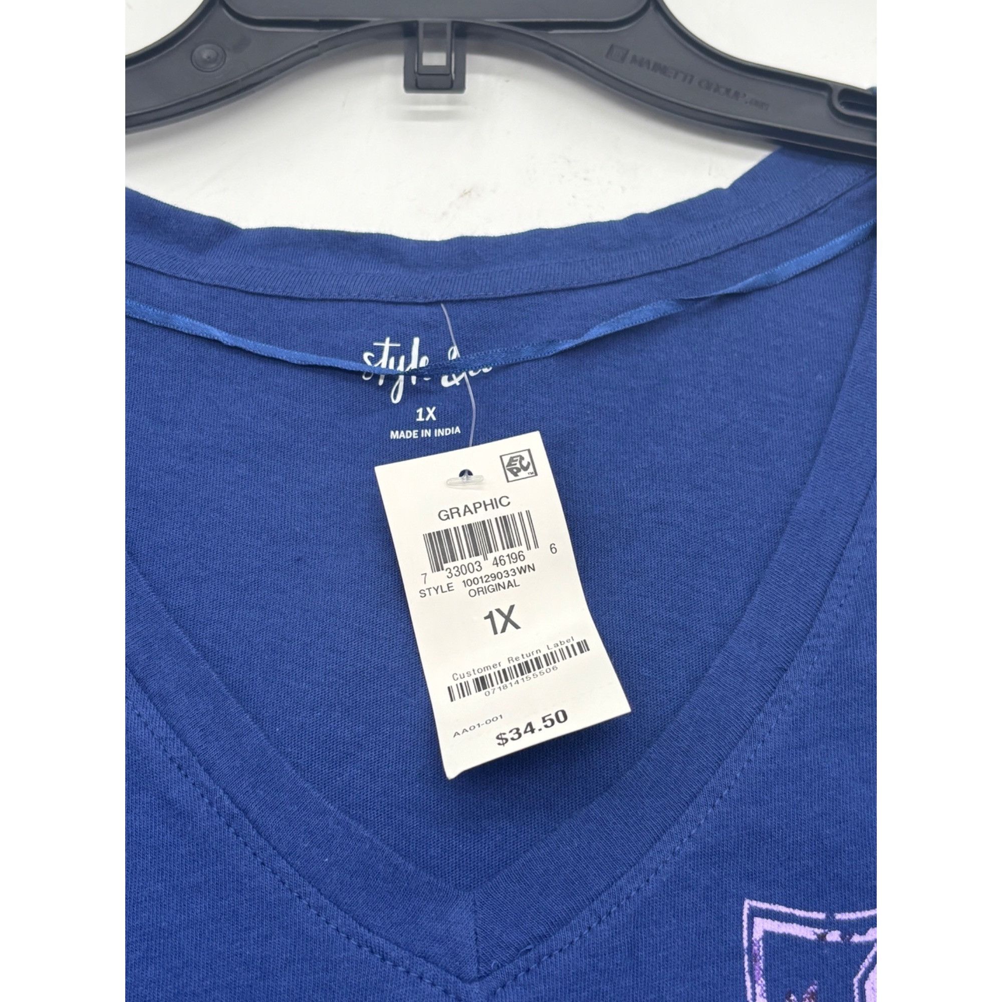 Style & Co Style & Co Womens Plus Size Cotton Graphic-Print Top Navy S Size ONE SIZE - 8 Thumbnail