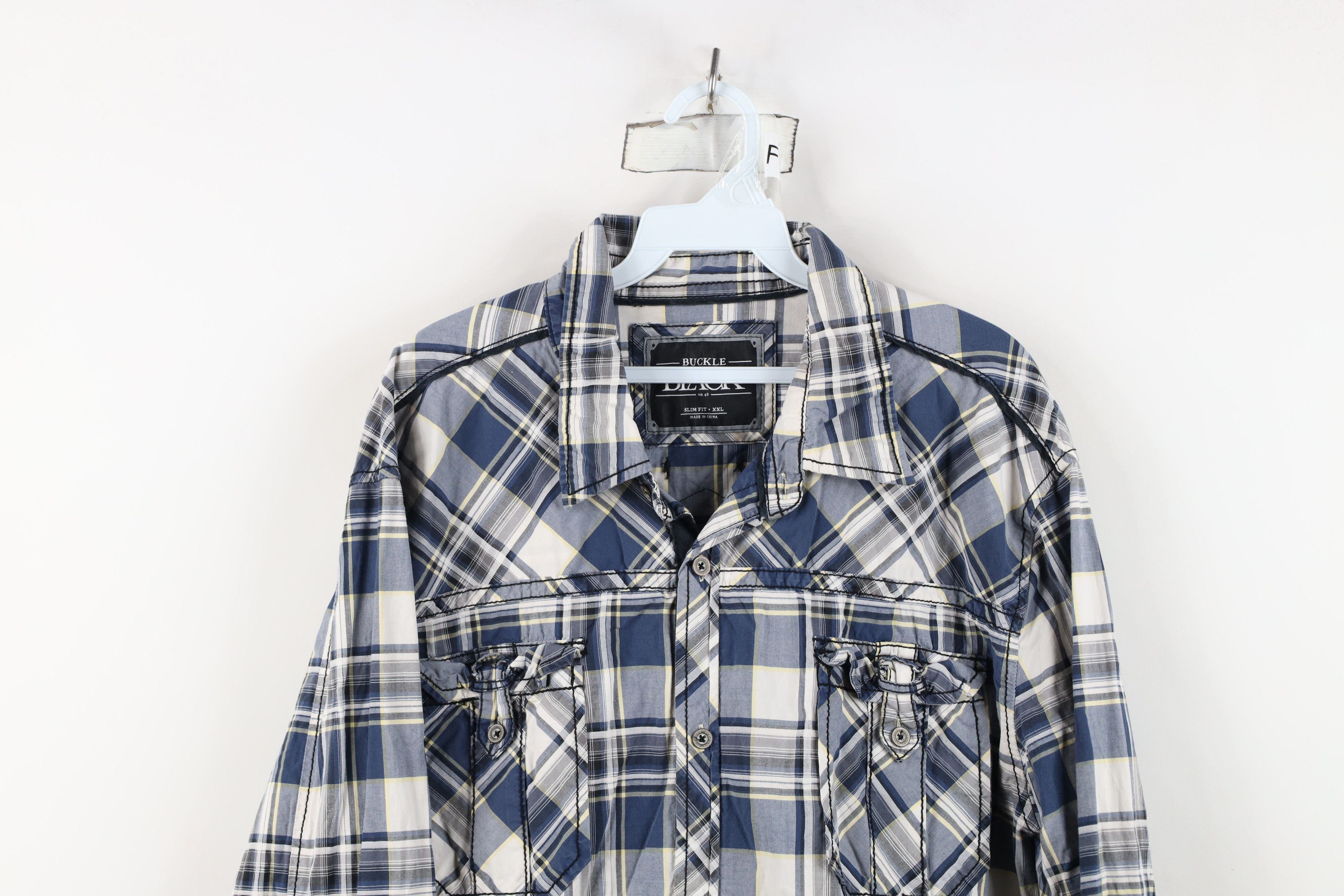 Vintage Buckle BKE Fit Thick Stitch Collared Button Shirt Blue Plaid Size US XXL / EU 58 / 5 - 2 Thumbnail