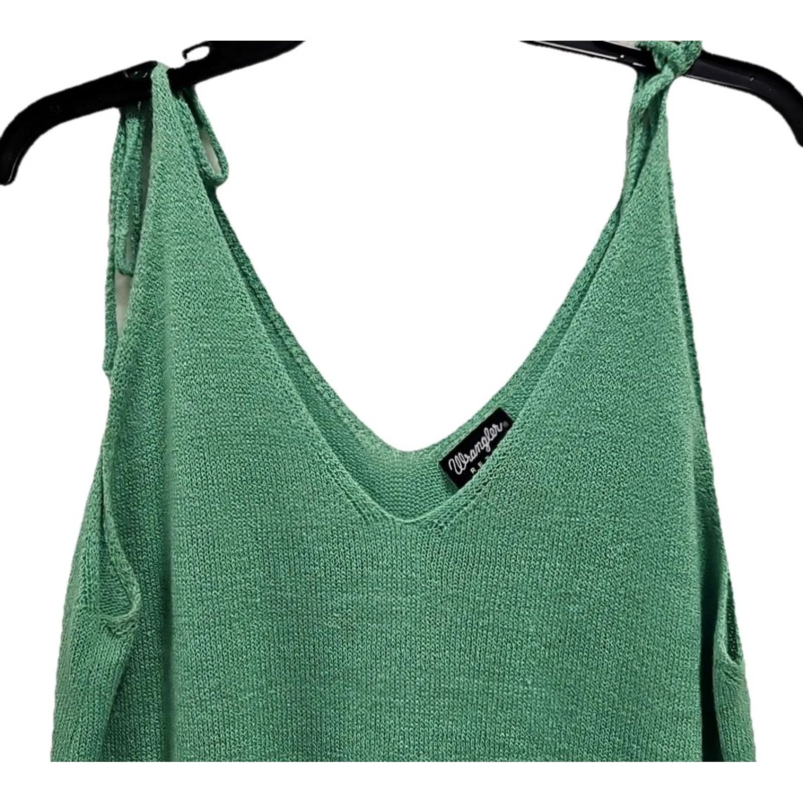 Wrangler VINTAGE Wrangler Retro Knit Tank Top Womens XL Green V-Neck Sleeveless Casual Western Cami Pullover Knit Cami Size XL / US 12-14 / IT 48-50 - 2 Thumbnail