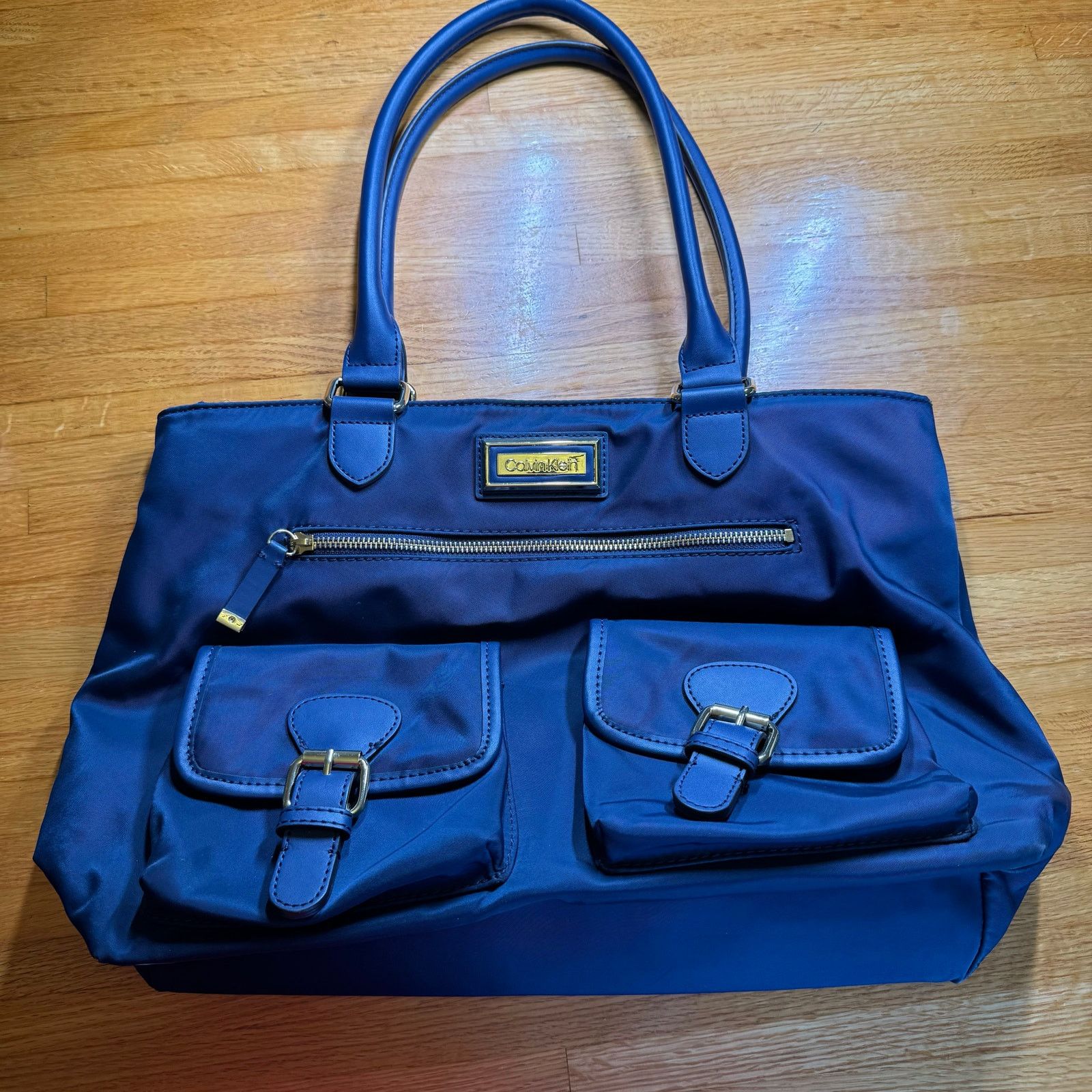 Calvin Klein Belfast Nylon Organizational Buckle Tote Navy