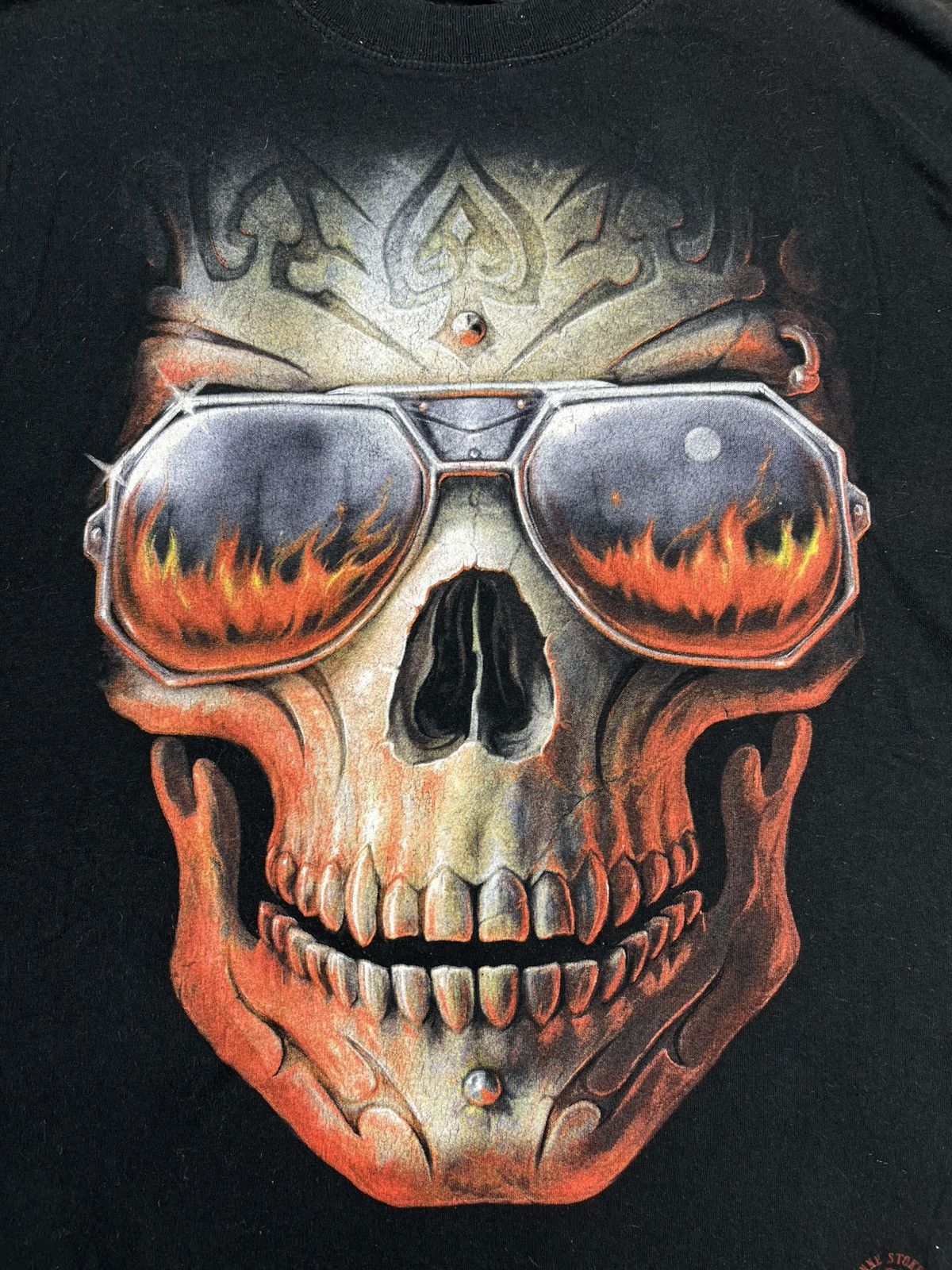 Other Spiral Direct Flaming Skull Faded Biker Tee Y2K Size US XL / EU 56 / 4 - 7 Thumbnail
