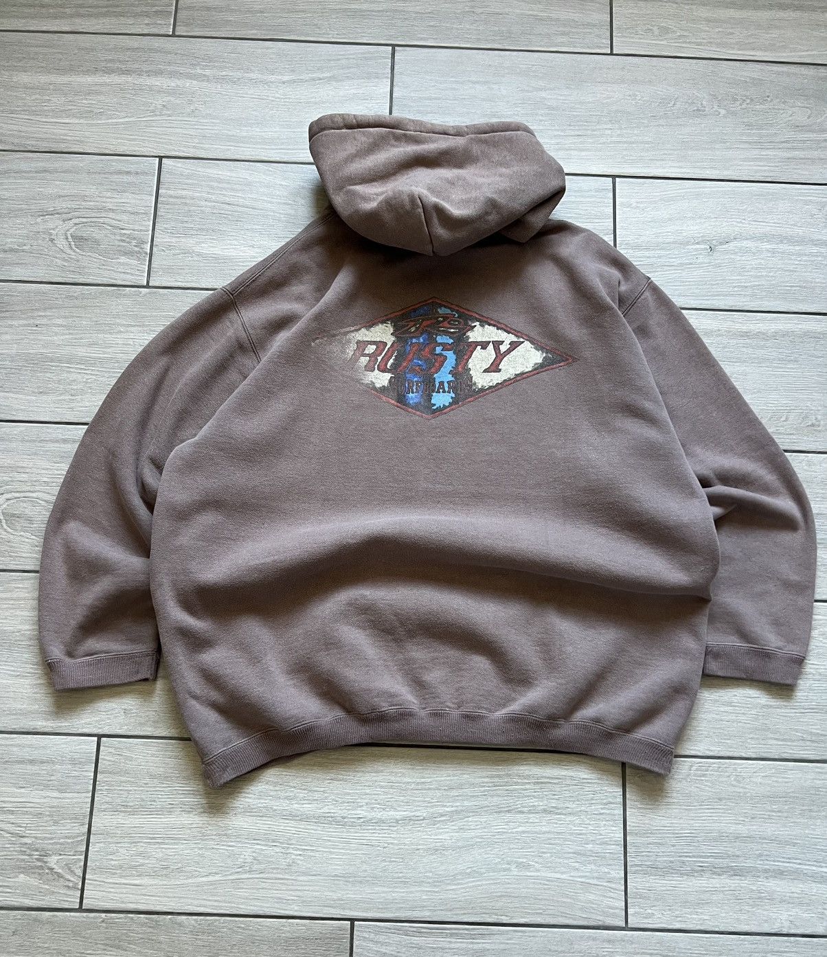 Vintage Rusty Surf Hoodie Designer Size XL Faded M9