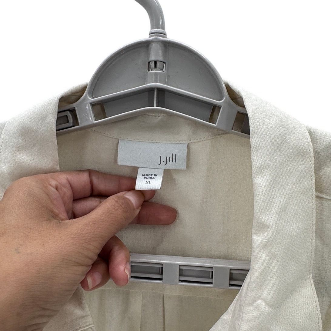 Other J.Jill cream silk roller tab button up size 1X neutral Size XL / US 12-14 / IT 48-50 - 3 Thumbnail
