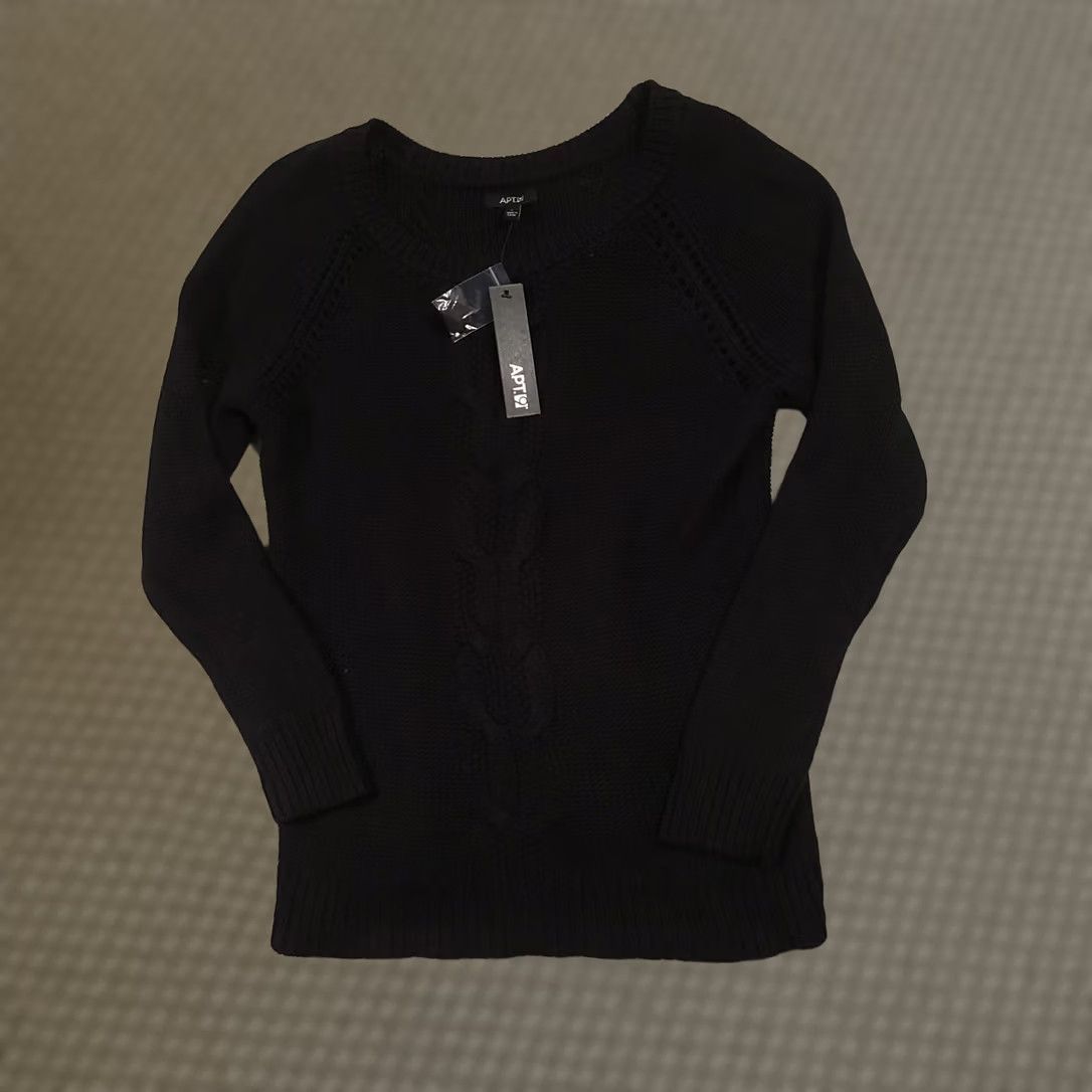 Apt. 9 Apt. 9 Sweater Women's L Black Long Sleeve Cable-Knit Pullover Casual Size L / US 10 / IT 46 - 1 Thumbnail