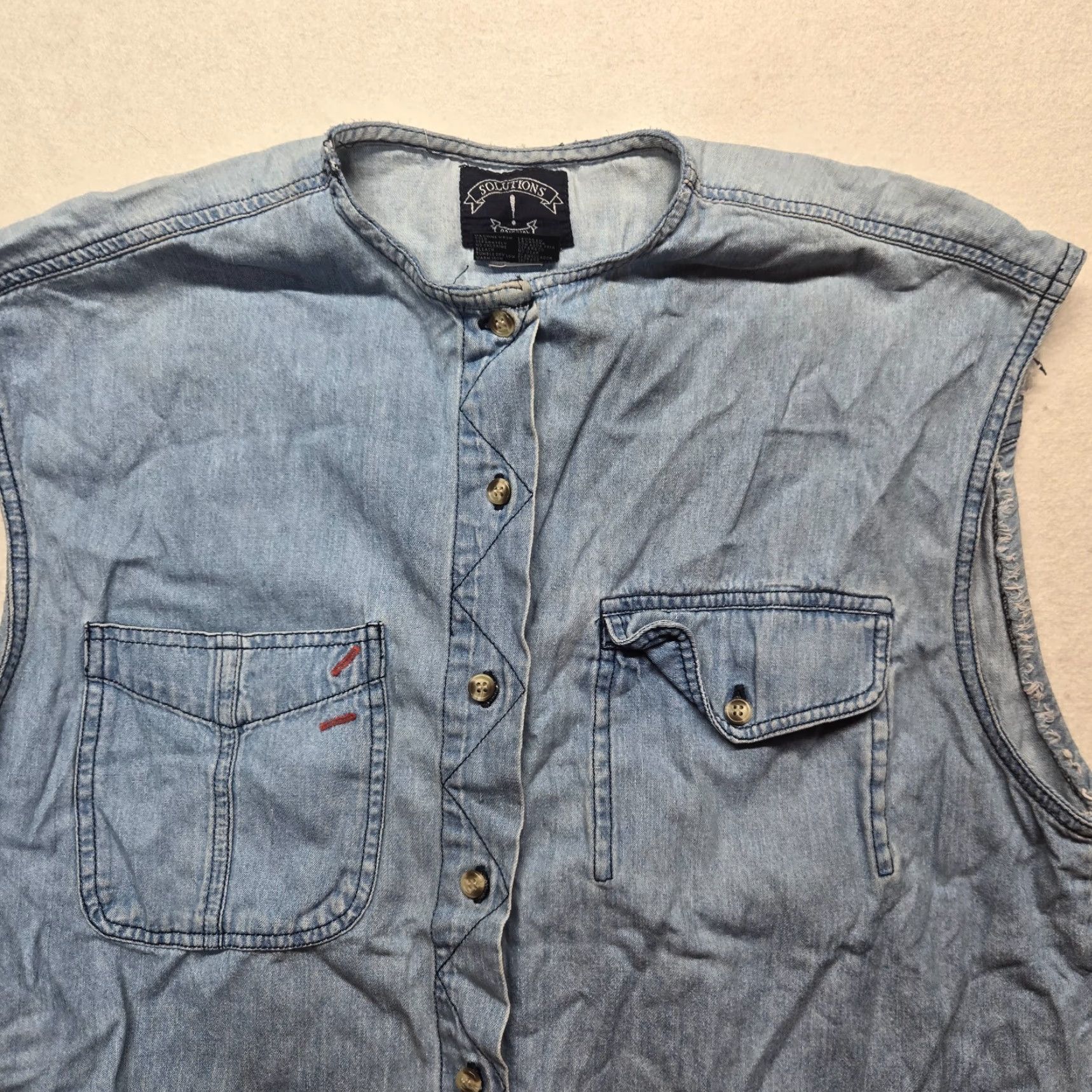 Vintage VINTAGE Solutions Denim Vest Sleeveless Button Up Blue Medium Wash Ladies Size M Size M / US 6-8 / IT 42-44 - 2 Thumbnail
