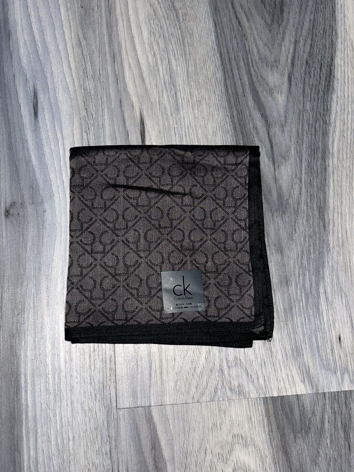 Calvin Klein Calvin Klein Vintage Black CK AOP Cotton Handkerchief Scarf Size ONE SIZE - 2 Thumbnail