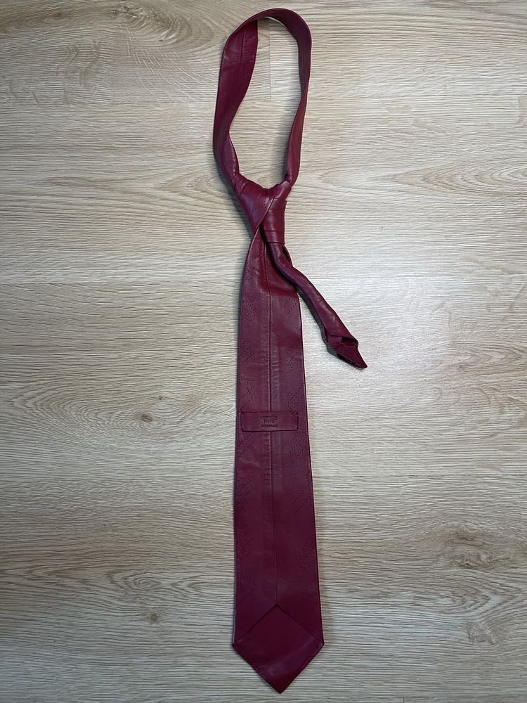 Hermes Hermes Leather Tie Agneau Rouge Bordeaux Size ONE SIZE - 3 Thumbnail