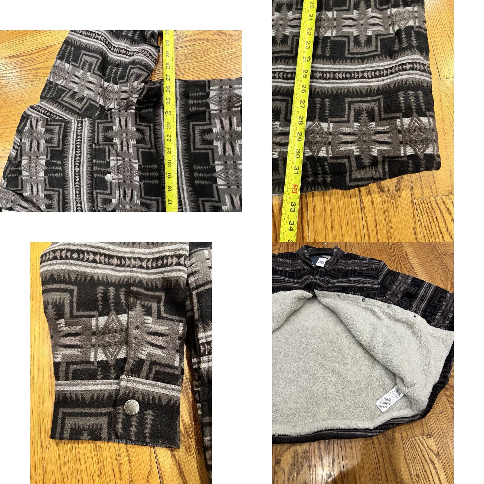 Pendleton VINTAGE Pendleton Shirt/Jacket Mens 2XL Harding Charcoal Sherpa Lined Cotton Snap Button Winter Fall Spring Casual Workwear Travel Party/Cocktail Mens Size US XXL / EU 58 / 5 - 9 Thumbnail