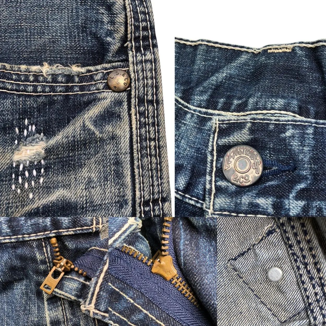 Levi's Vintage Clothing Vintage Levi’s White Tab Sashiko Repair Denim Jeans Size US 31 - 8 Thumbnail
