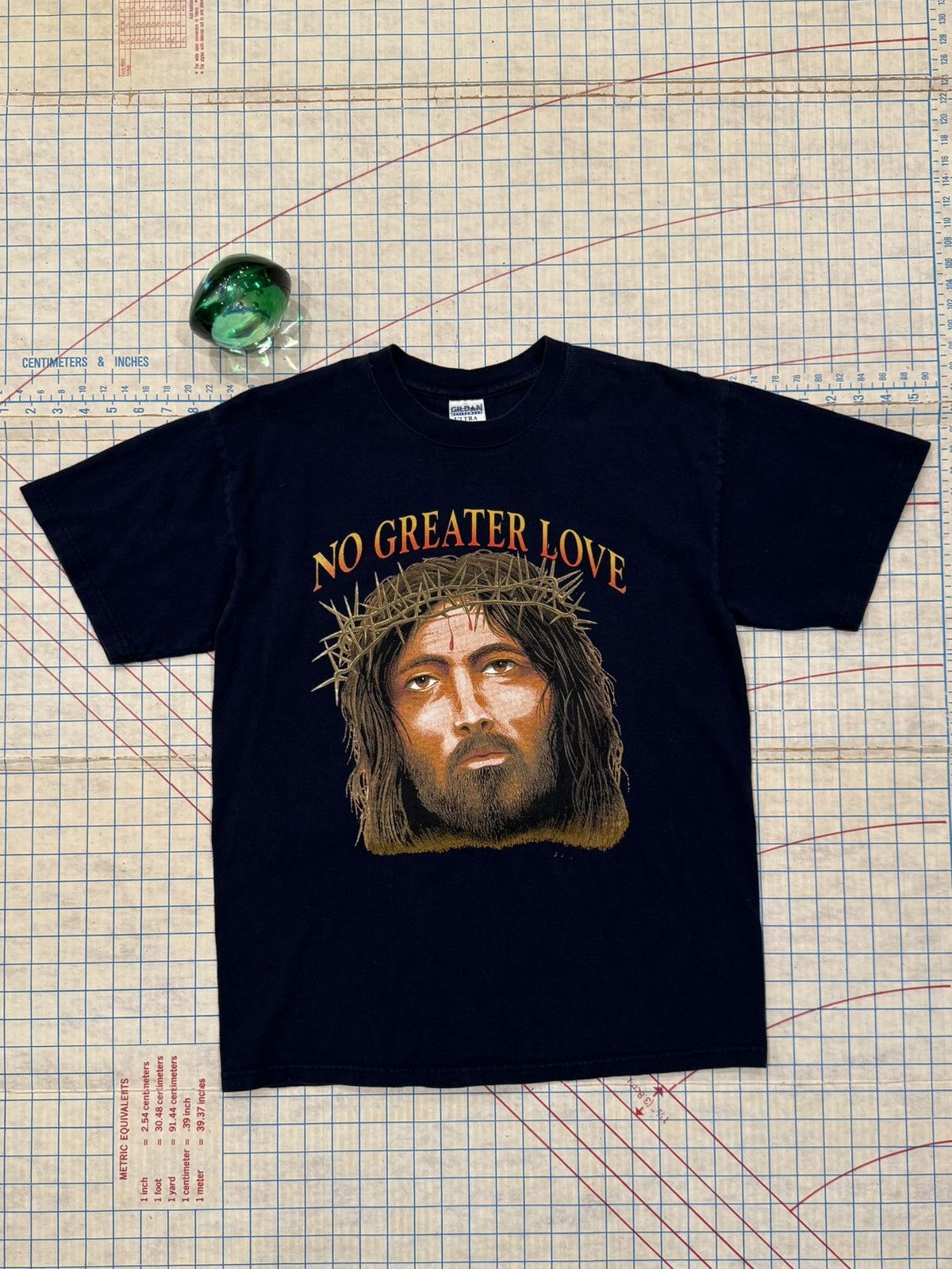 Vintage Vintage No Greater Love Jesus Tee Navy Blue Size Medium Size US M / EU 48-50 / 2 - 1 Thumbnail