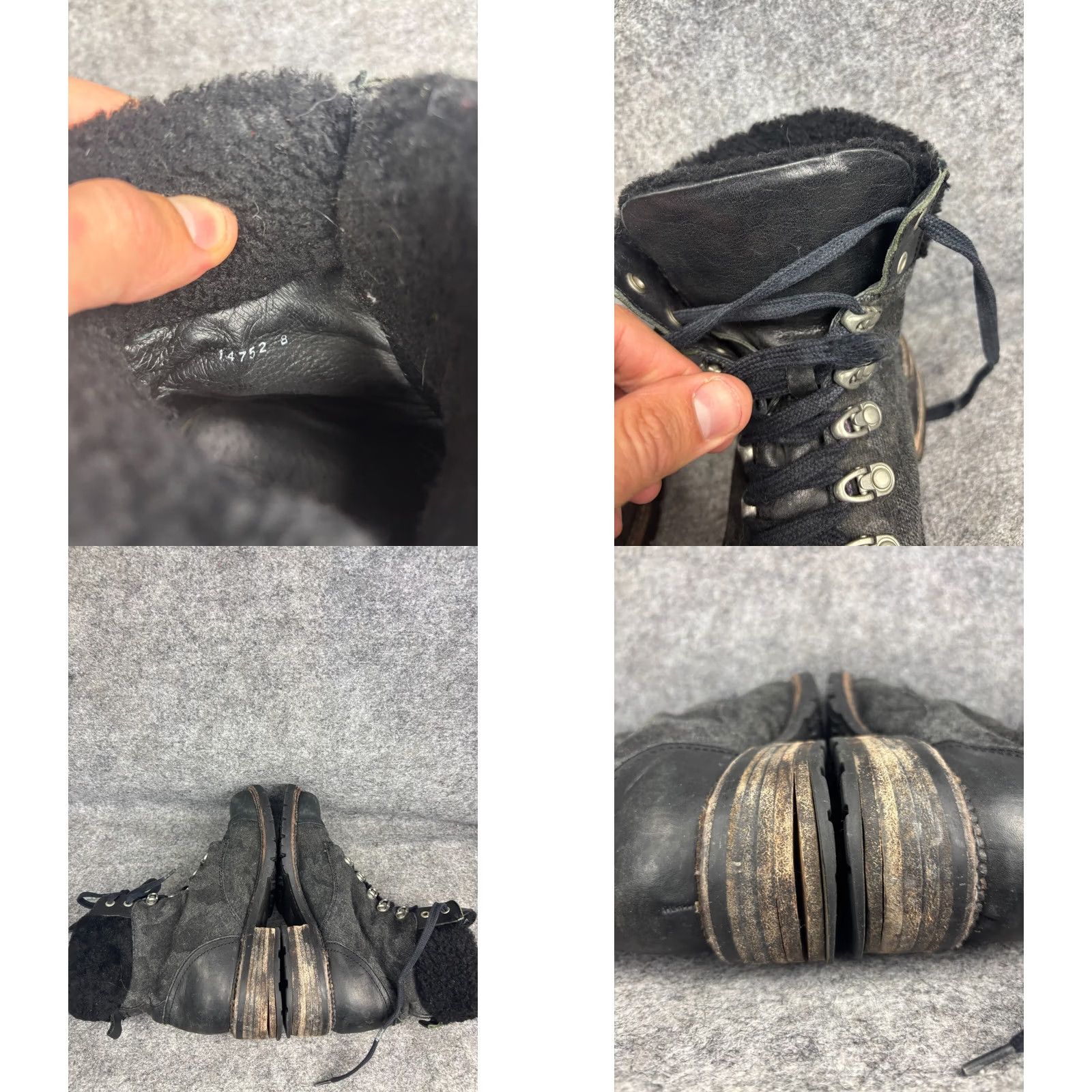 Frye Frye Samantha Shearling Hiking Boots Women's 10 Leather Black Lace Up FLAW Shoes Heel Repair 80s 90s Retro Army Biker Celtic? Size US 10 / IT 40 - 8 Thumbnail