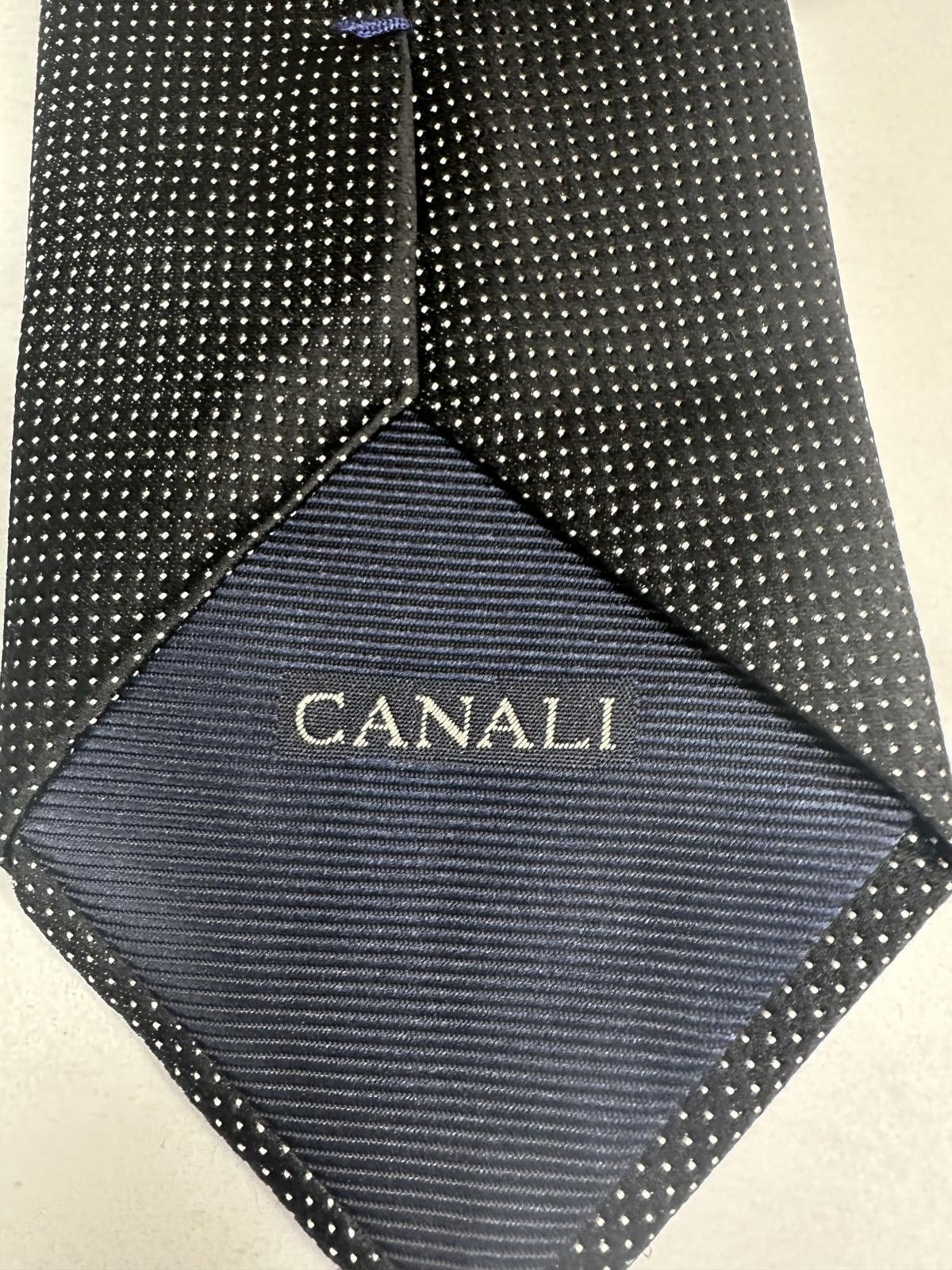 Canali Canali 100% silk black and white polka-dot necktie Size ONE SIZE - 3 Thumbnail