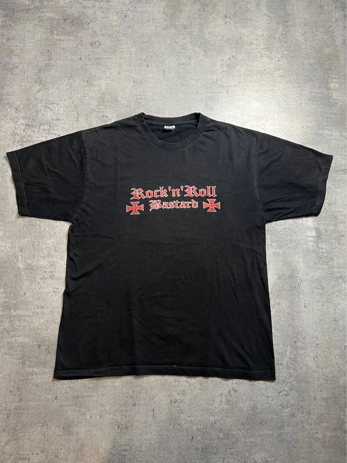 Vintage rock n roll gothic font bastard tshirt