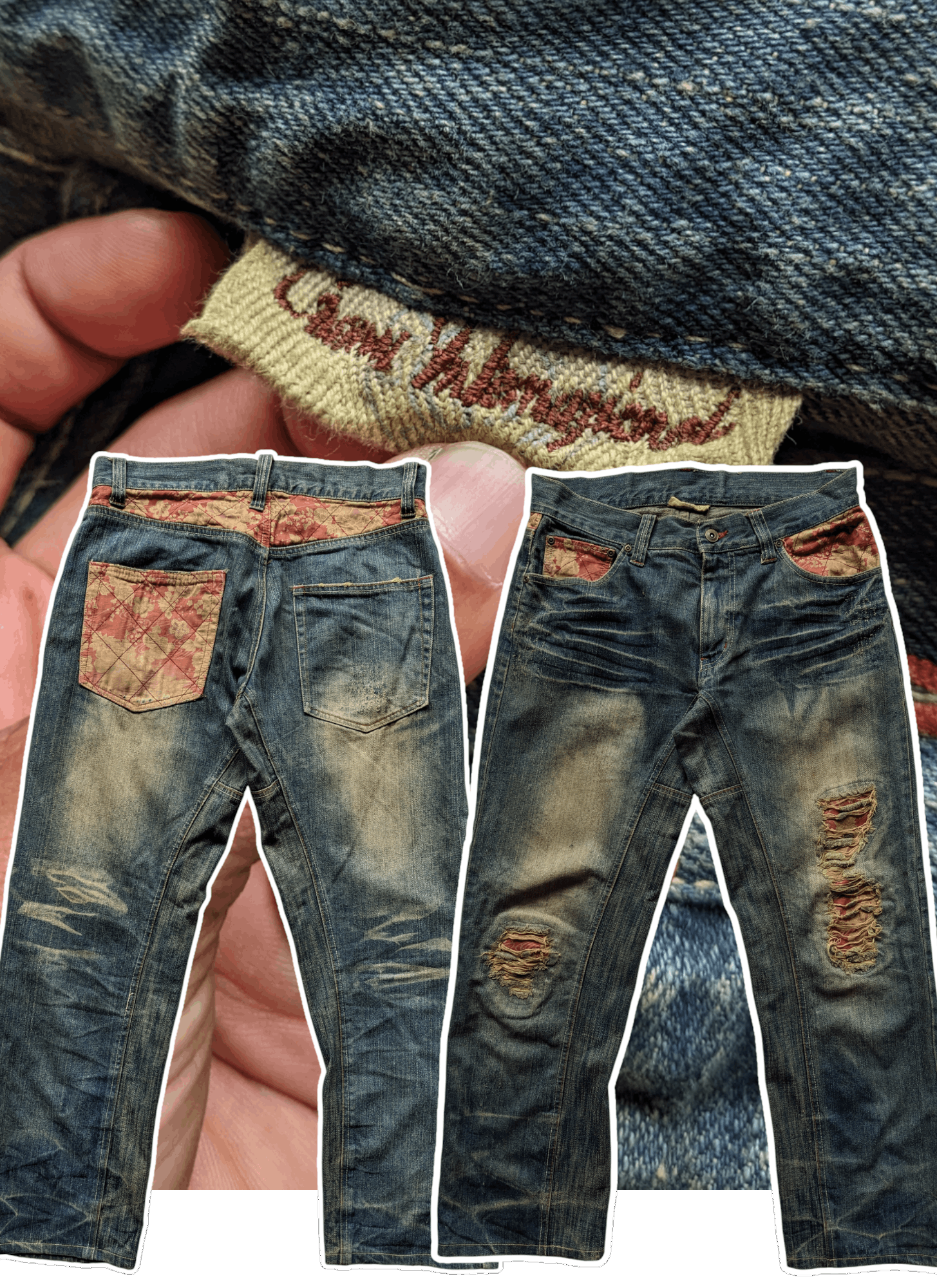 If Six Was Nine × Japanese Brand × Le Grande Bleu (L.G.B.) Japanese brand patchwork rusty clawmark jeans Size US 33 - 1 Thumbnail