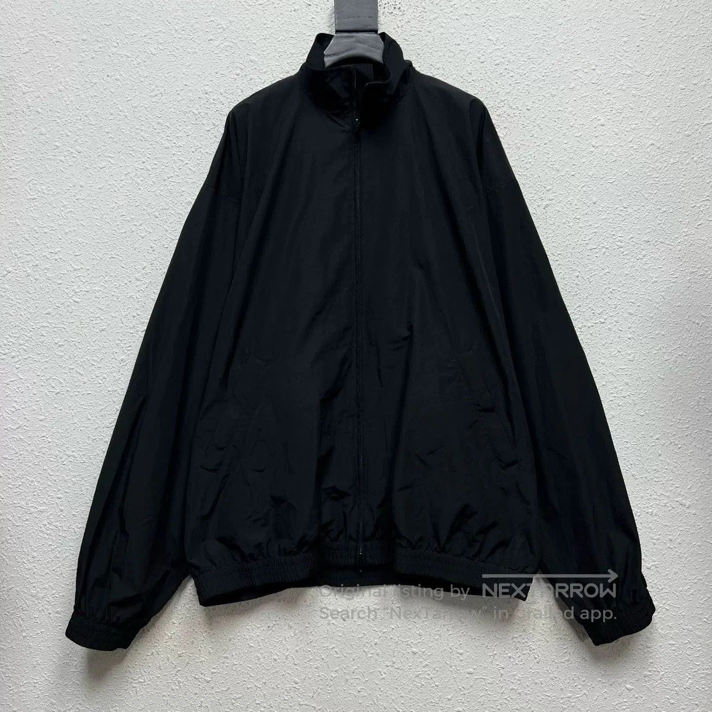 Balenciaga Black Coach Jacket with Logo.