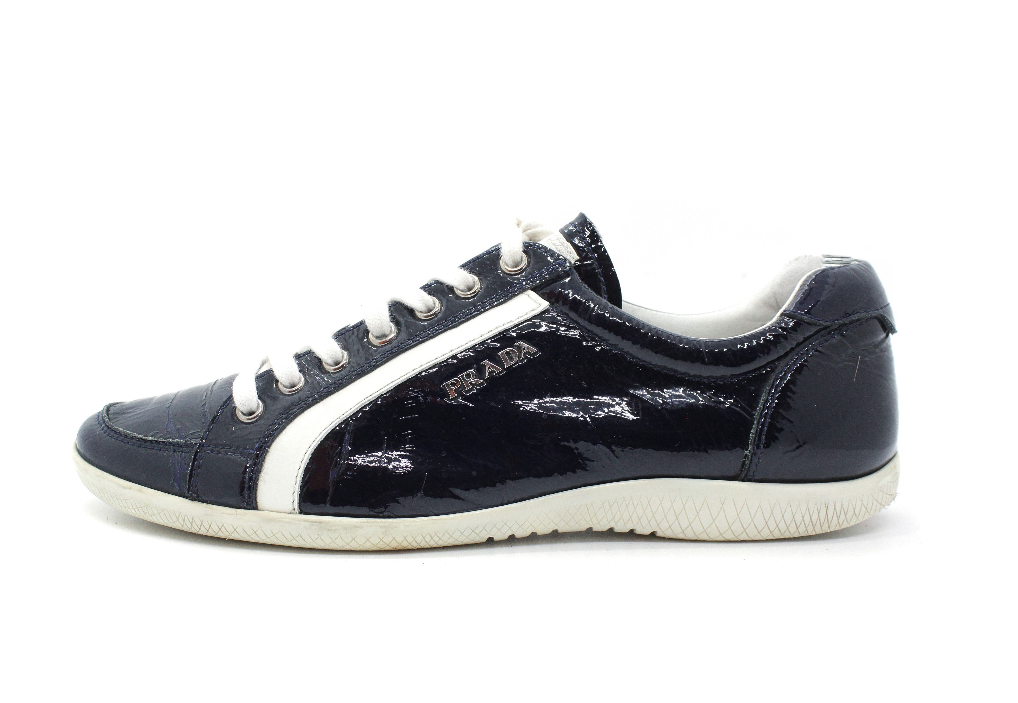 Prada 00S Logo Patent Leather Low Sneakers Vintage Size US 7 / IT 37 - 1 Thumbnail