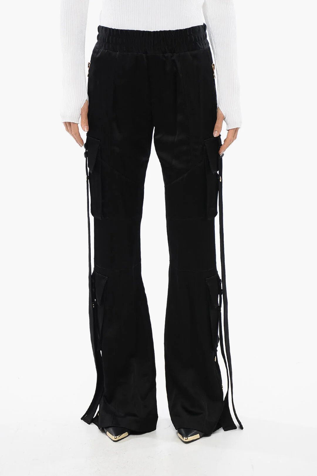 Balmain og1mm0326 Satin Cargo Pant in Black Size 38" / US 16 / IT 52 - 1 Thumbnail