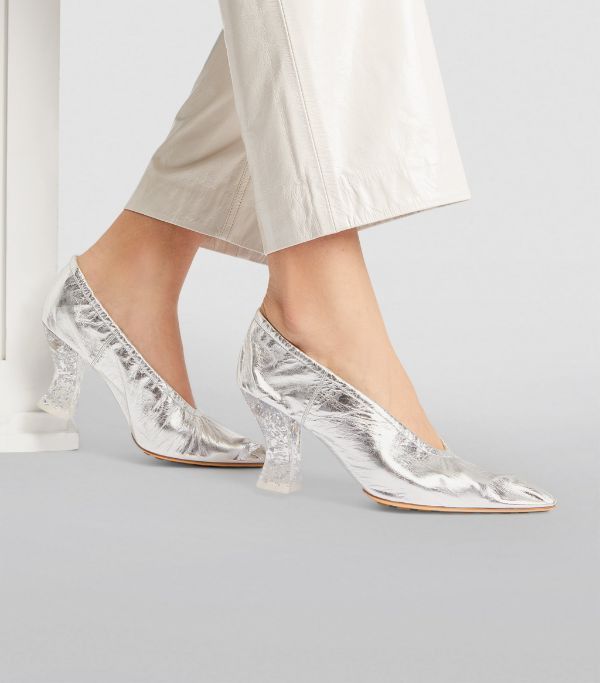 Bottega Veneta o1loc1c0824 651356 Leather Almond Pumps in Silver Size US 7 / IT 37 - 5 Thumbnail