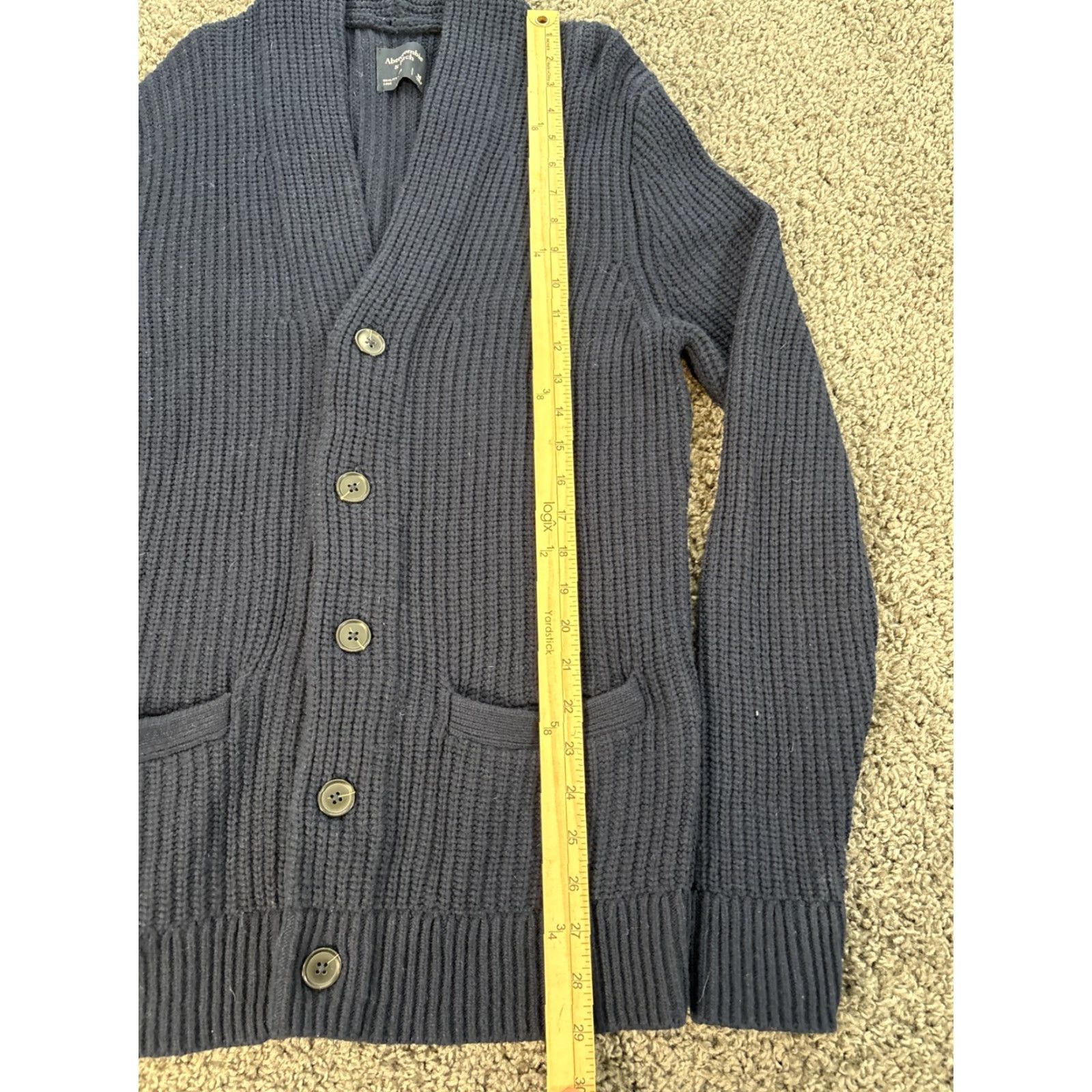 Abercrombie & Fitch Abercrombie & Fitch Sweater Cardigan Mens Medium Blue Shawl Collar Size US M / EU 48-50 / 2 - 2 Thumbnail