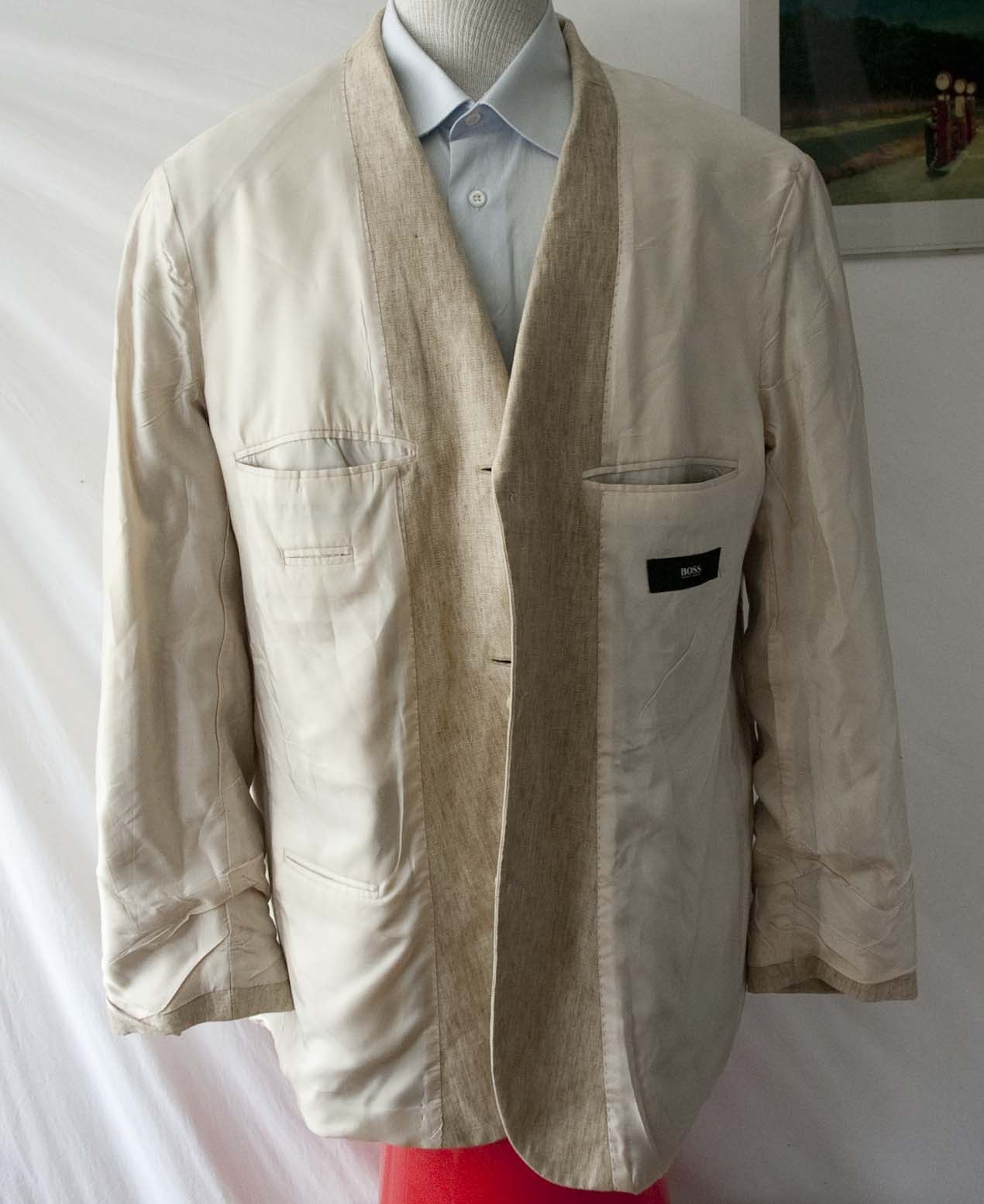 Hugo Boss Hugo Boss Jacket Rossellini 100% Linen Size 44R Herringbone Size 44R - 8 Thumbnail