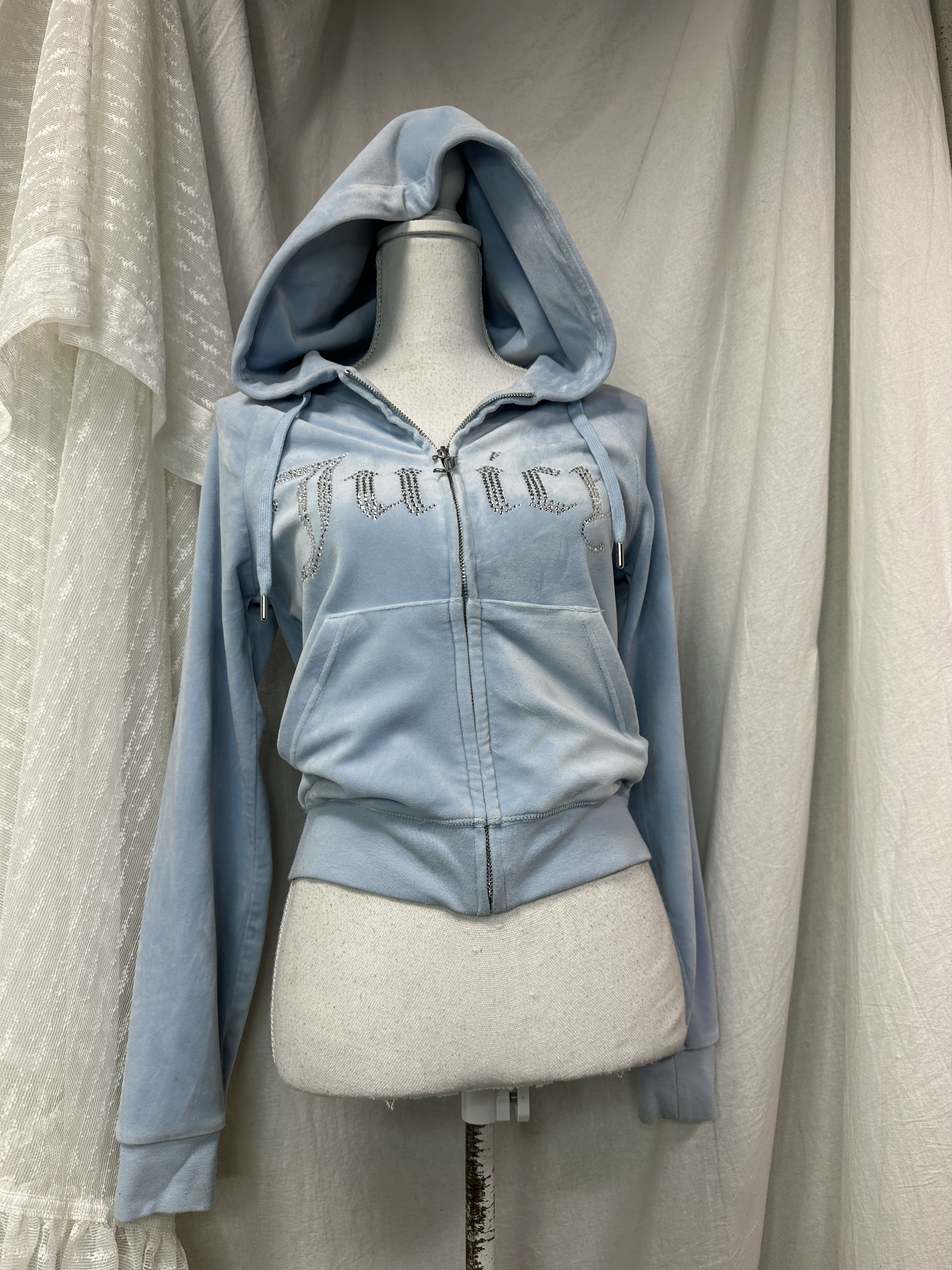 Juicy Couture Vintage Velvet Baby Blue Juicy Couture Zip Hoodie Y2K Size S / US 4 / IT 40 - 1 Thumbnail