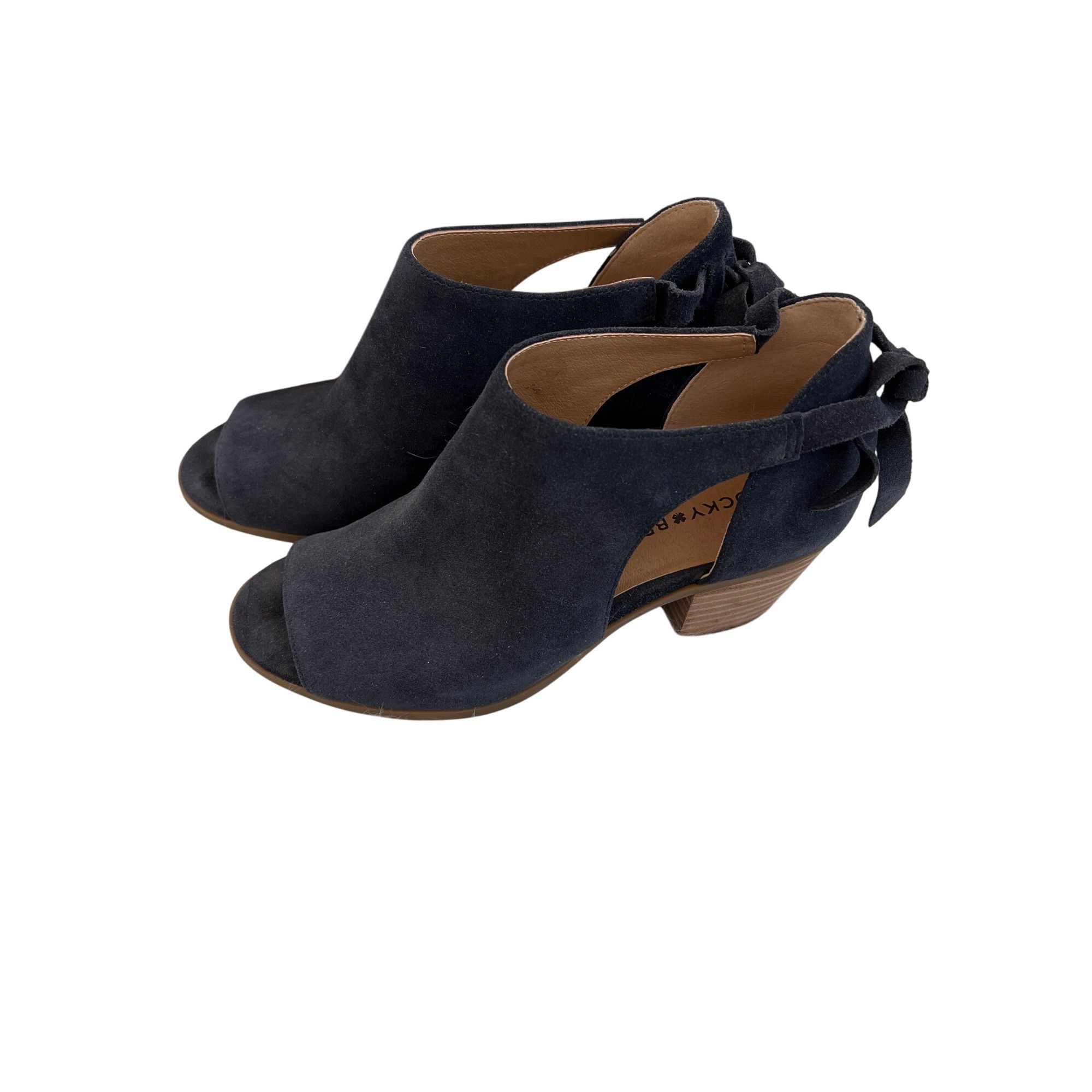 Lucky Brand Lucky Brand Betsee Moroccan Blue Suede Tie Back Booties Size US 7 / IT 37 - 3 Thumbnail