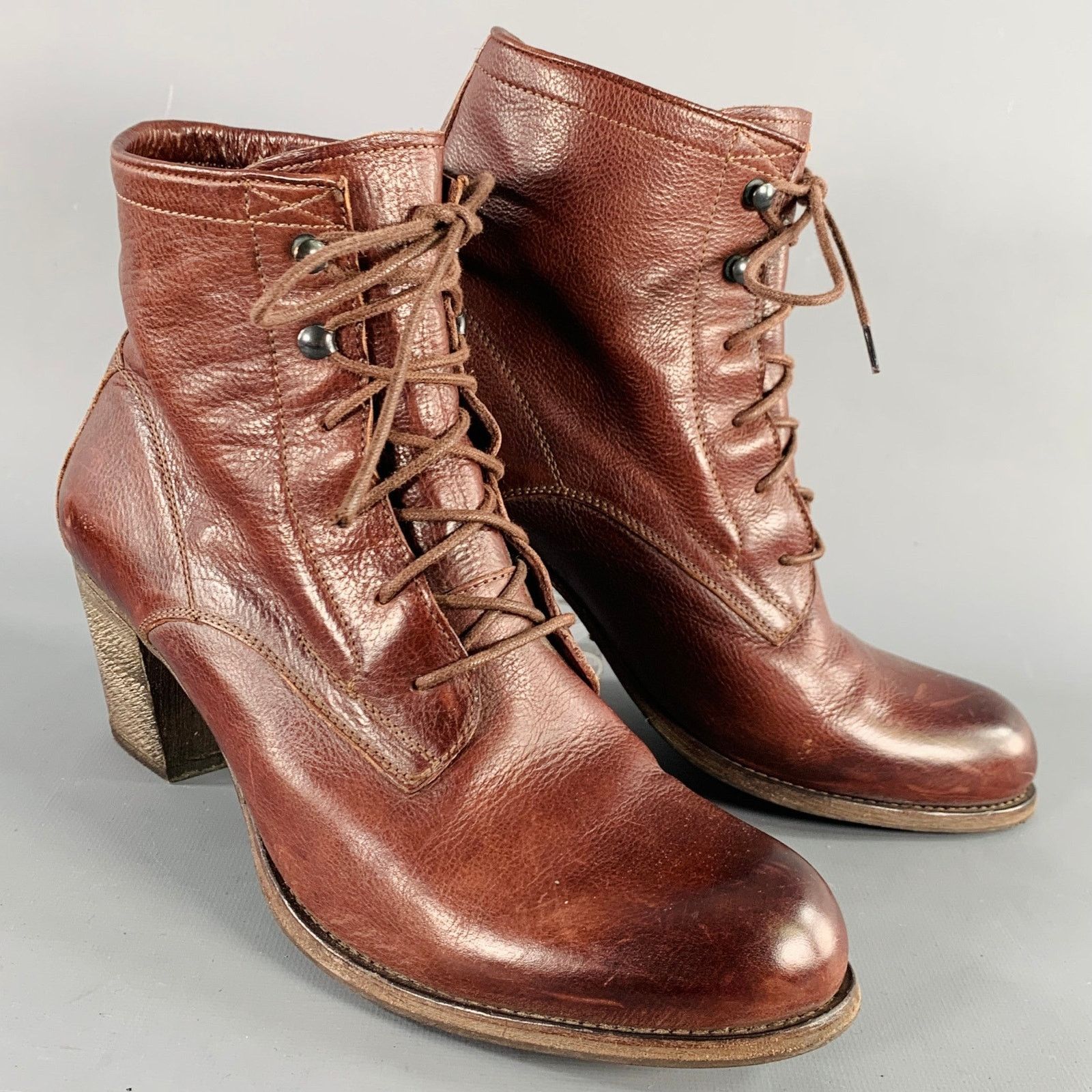 n.d.c. made by hand N.D.C. Size 10 Brown Leather Lace-Up Boots Size US 10 / IT 40 - 1 Thumbnail