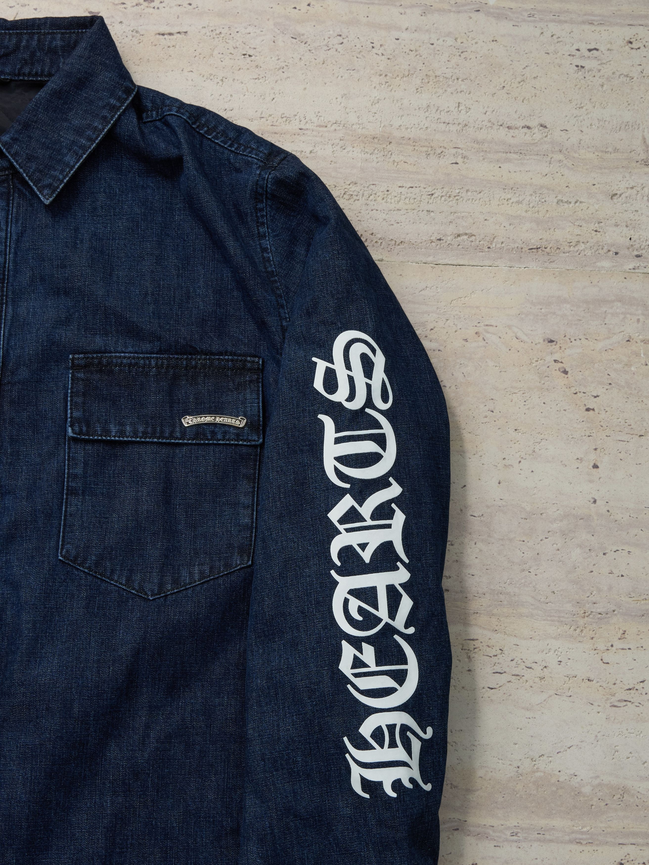 Chrome Hearts Chrome Hearts Blue & White Script Padded Denim Jacket Size US L / EU 52-54 / 3 - 3 Thumbnail