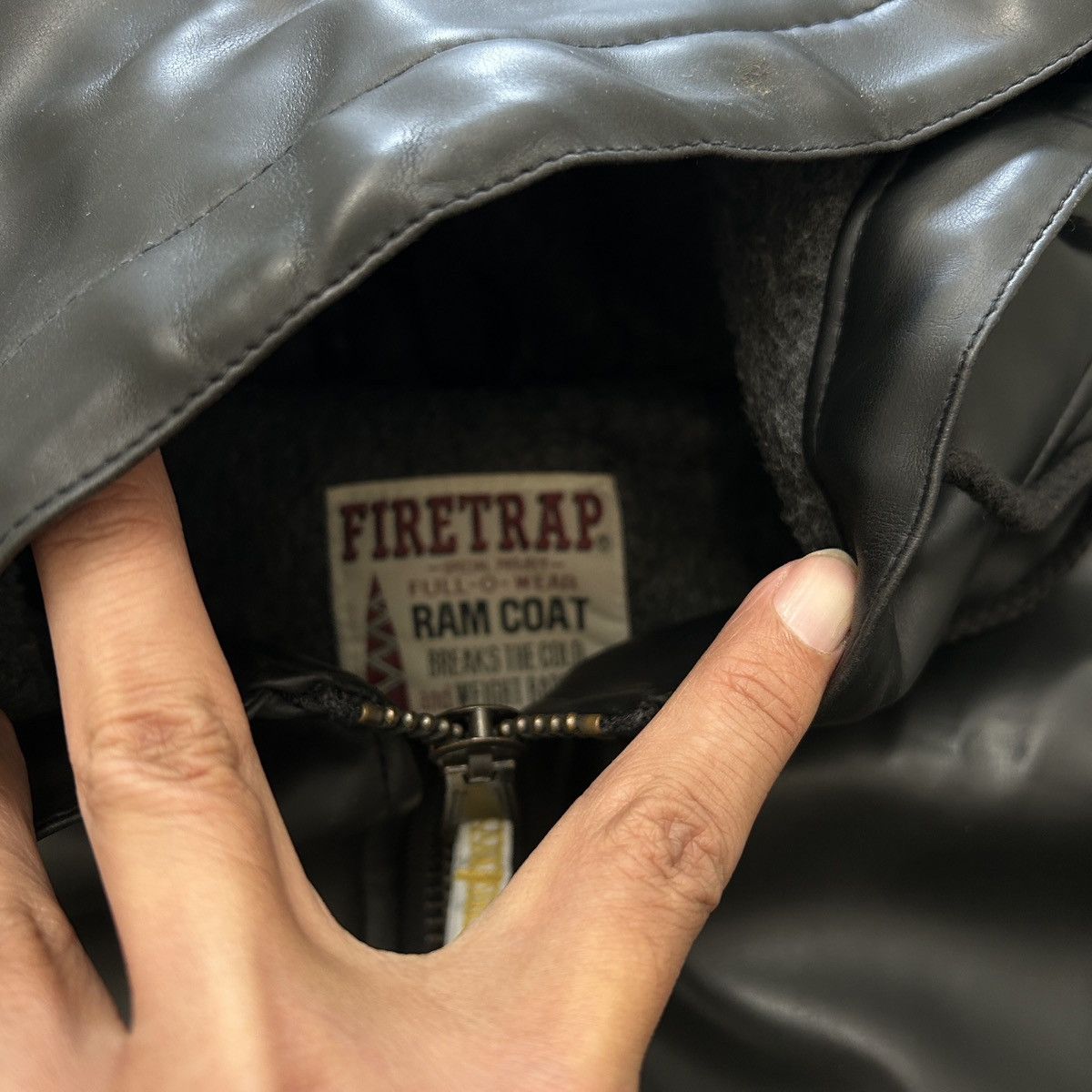 Firetrap Firetrap “RAM COAT” Faux Leather Hooded Jacket – Black (XL) Size US XL / EU 56 / 4 - 5 Thumbnail