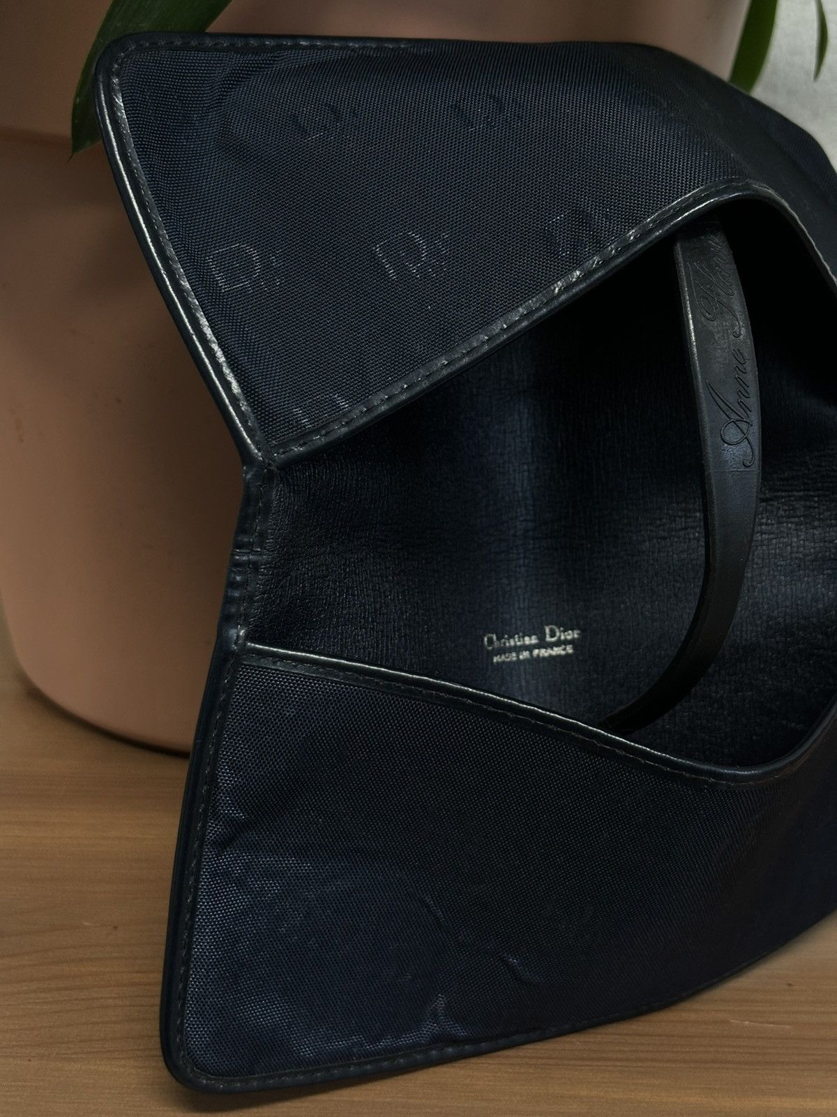 Dior × John Galliano × Vintage 70's Rare France Monogram Leather-Canvas Navy Wallet Clutch Bag Purse Size ONE SIZE - 24 Thumbnail