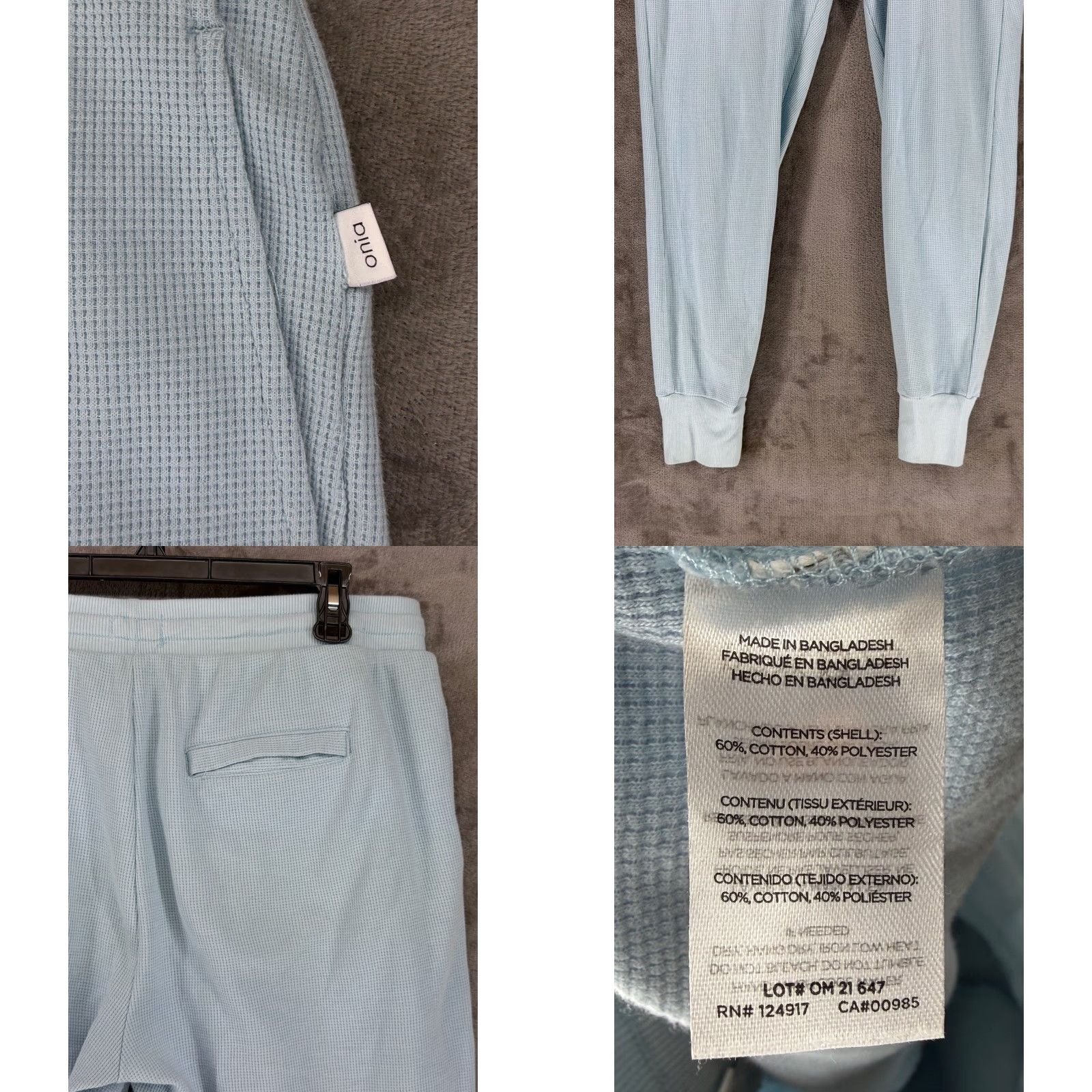 Onia Onia Jogger Pants Light Blue Waffle Knit Cotton-Polyester Large L Pockets Regular Mens Capable of Casual, Activewear, Loungewear, All Season Size US 33 - 8 Thumbnail