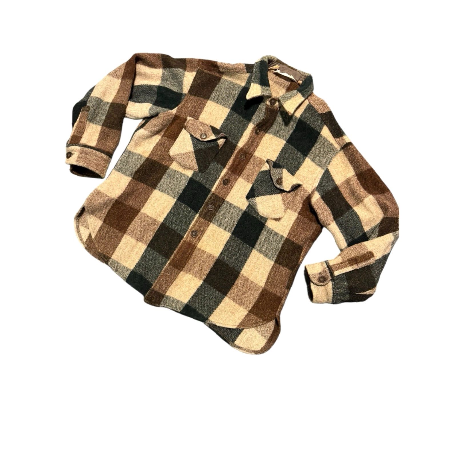 Vintage VINTAGE Woolrich Men's Blue Beige Buffalo Plaid Wool Flannel Shirt Jacket XL US Size US XL / EU 56 / 4 - 4 Thumbnail