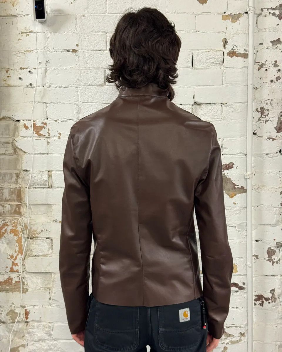 Jil Sander 2010s Jil Sander Brown Leather Minimalist Jacket Size M / US 6-8 / IT 42-44 - 3 Thumbnail