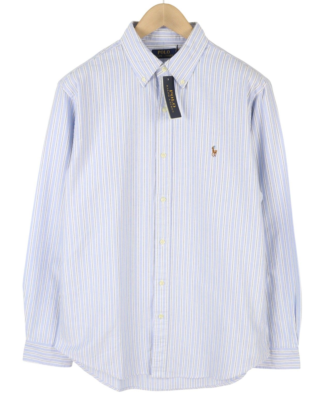 Ralph Lauren L Blue Striped Custom Fit Button-Down Neck Logo 87017 Size US L / EU 52-54 / 3 - 1 Thumbnail