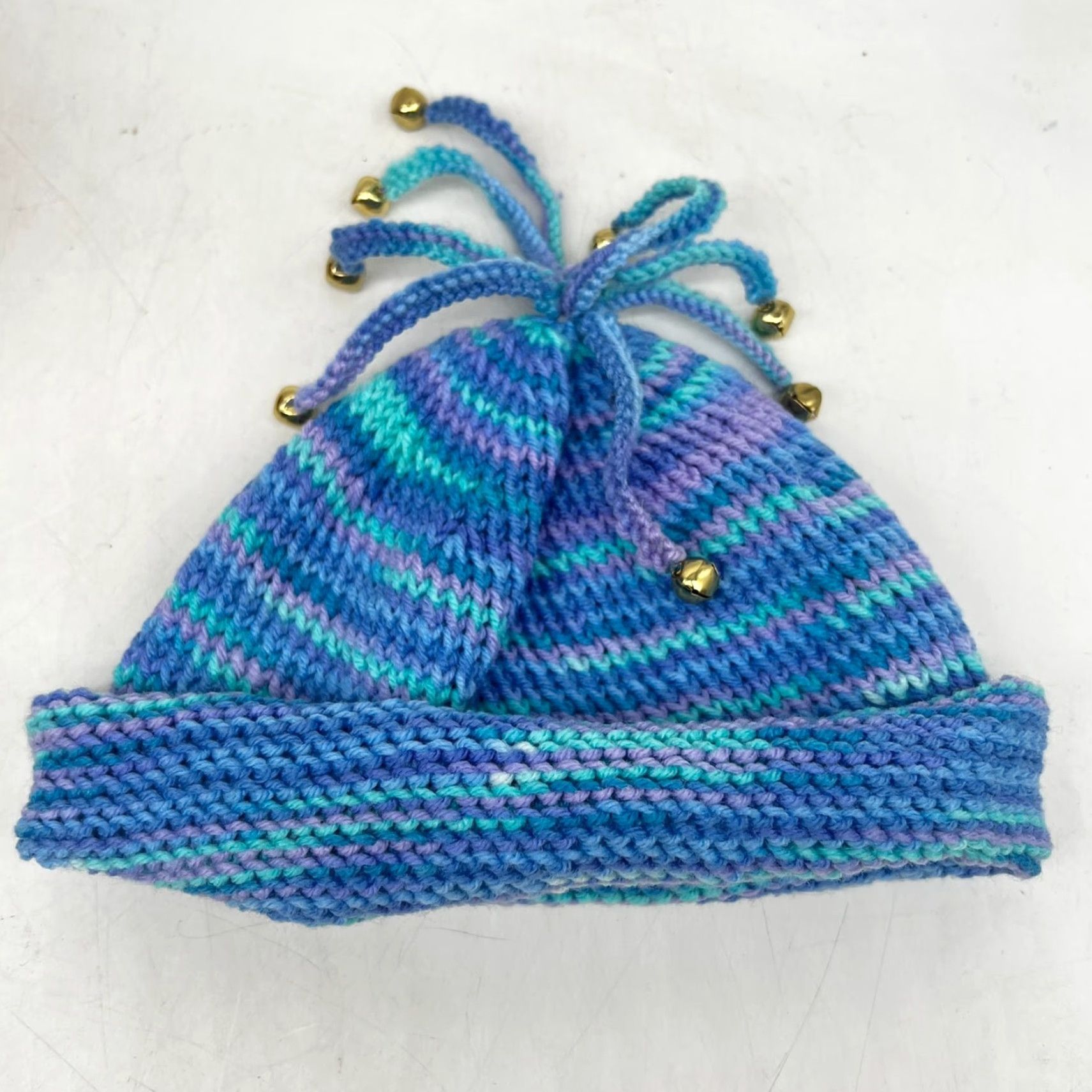 Vintage Hand Knitted Acrylic Purple Tasseled Beanie Hat One Size Womens USA Size ONE SIZE - 3 Thumbnail