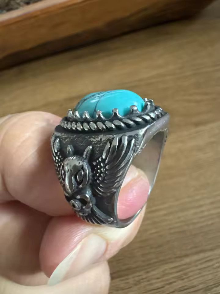 Vintage Stone Owl Ring Size ONE SIZE - 2 Thumbnail