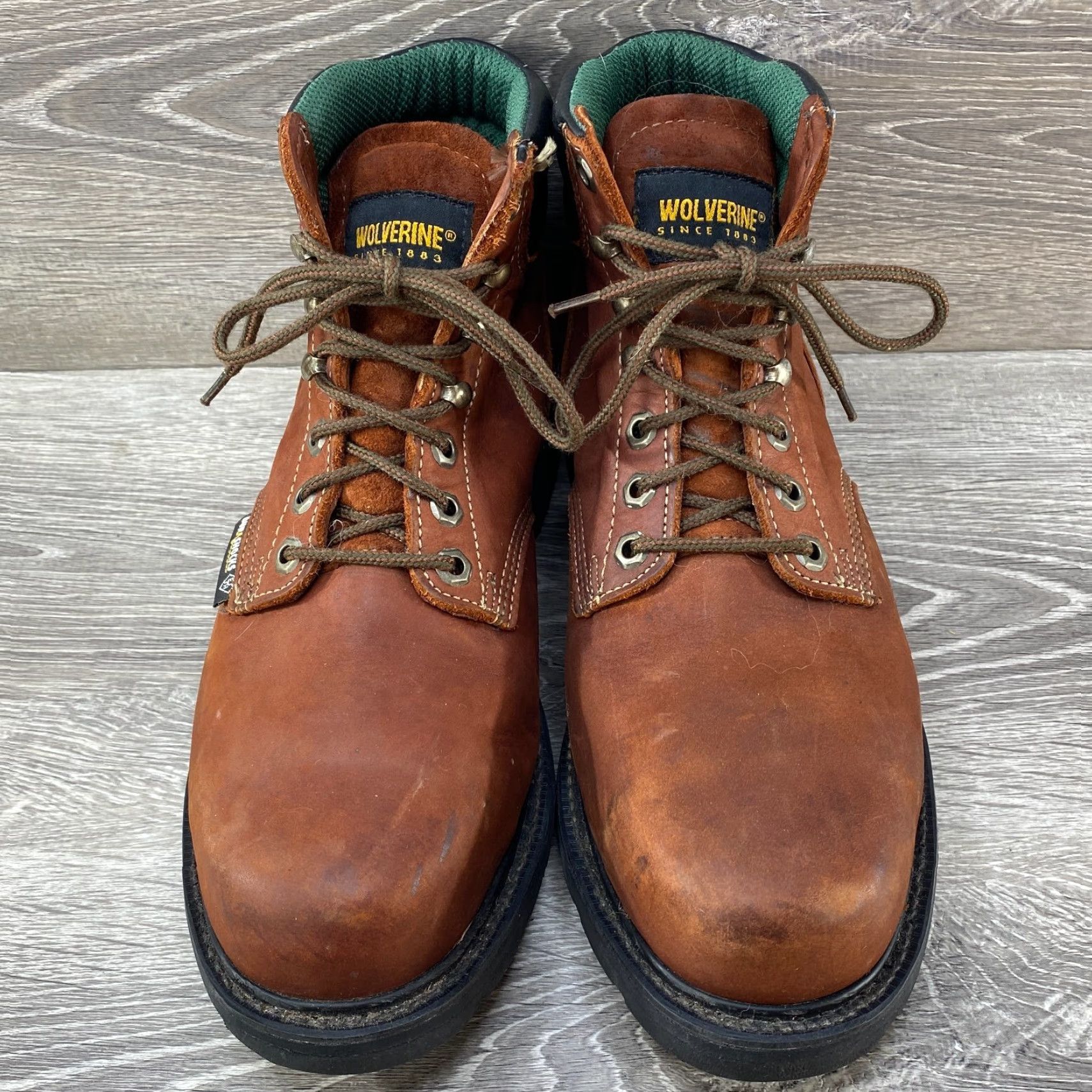 Vibram Wolverine Durashocks Steel Toe Brown Leather Boots SZ 8 3E Made USA Vibram Sole Boots Mens Size US 7 / EU 40 - 3 Thumbnail